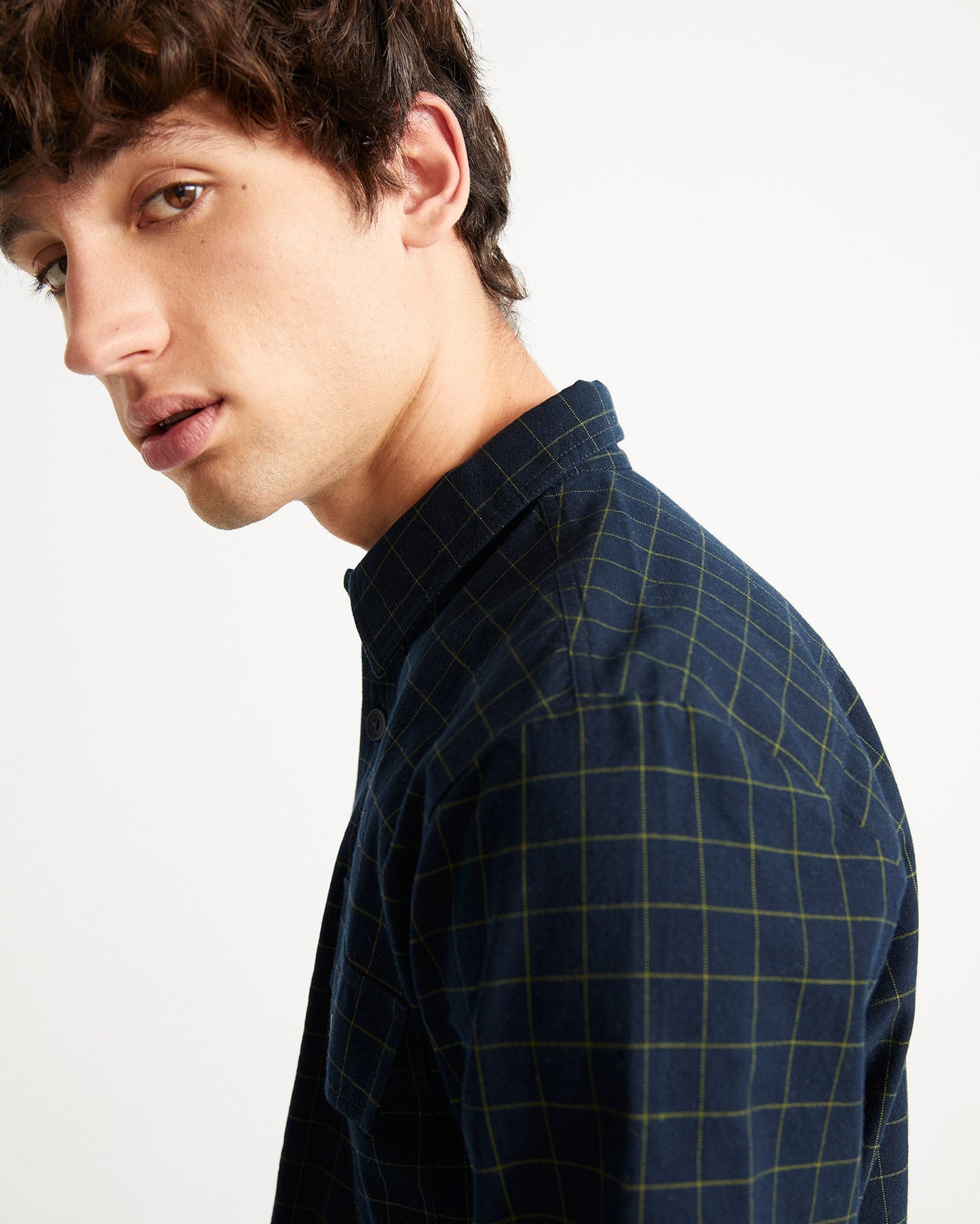 Chemise à carreaux marine en coton bio - CHAC navy