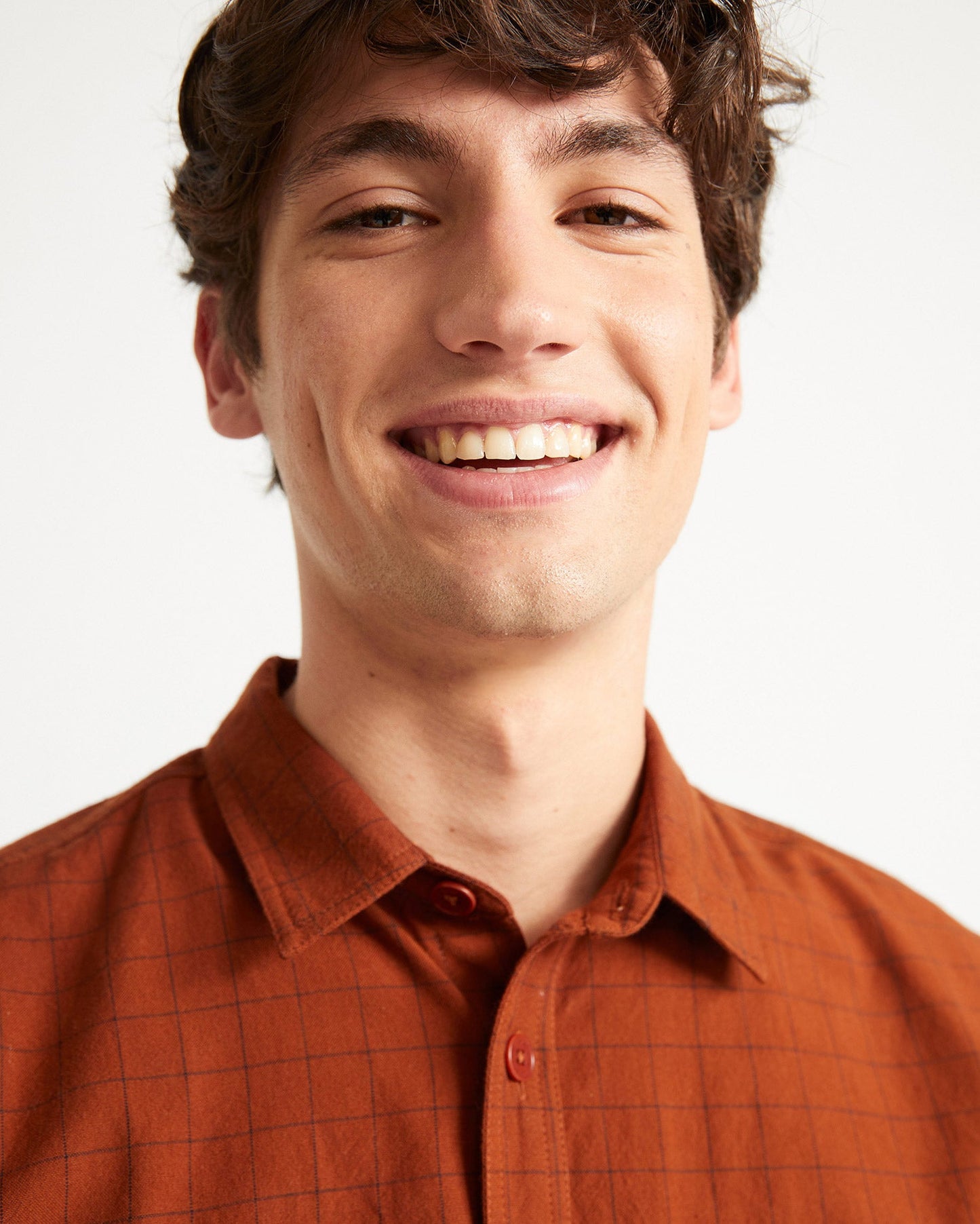 Chemise à carreaux rouge en coton bio - CHAC clay red