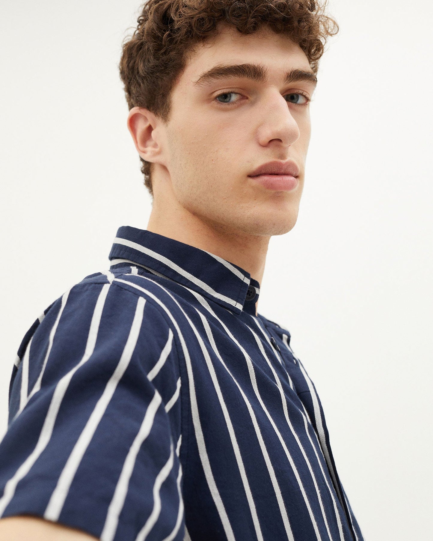 Chemisette rayée en coton bio - NAVY STRIPPED TOM SHIRT navy