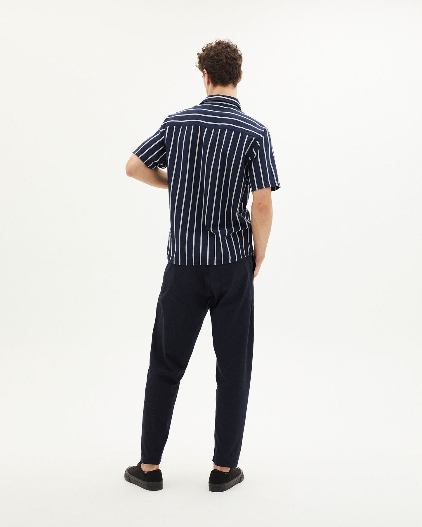 Chemisette rayée en coton bio - NAVY STRIPPED TOM SHIRT navy