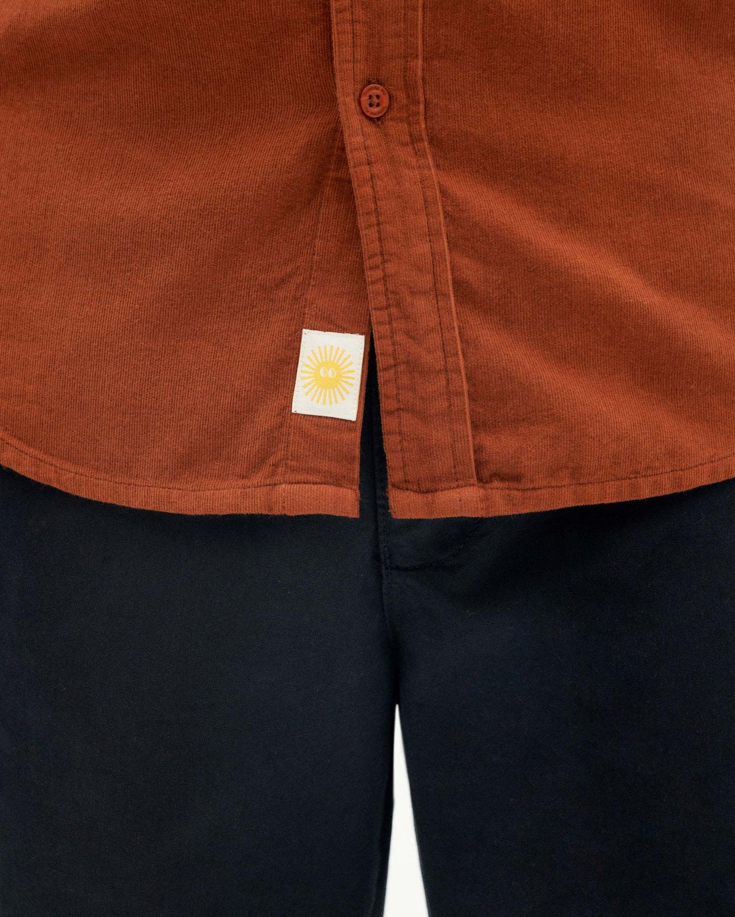 Chemise rouille en velours fin coton bio - clay red microcorduroy ant shirt