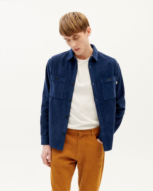 Surchemise en velours de coton bio - marine "navy corduroy bes overshirt"