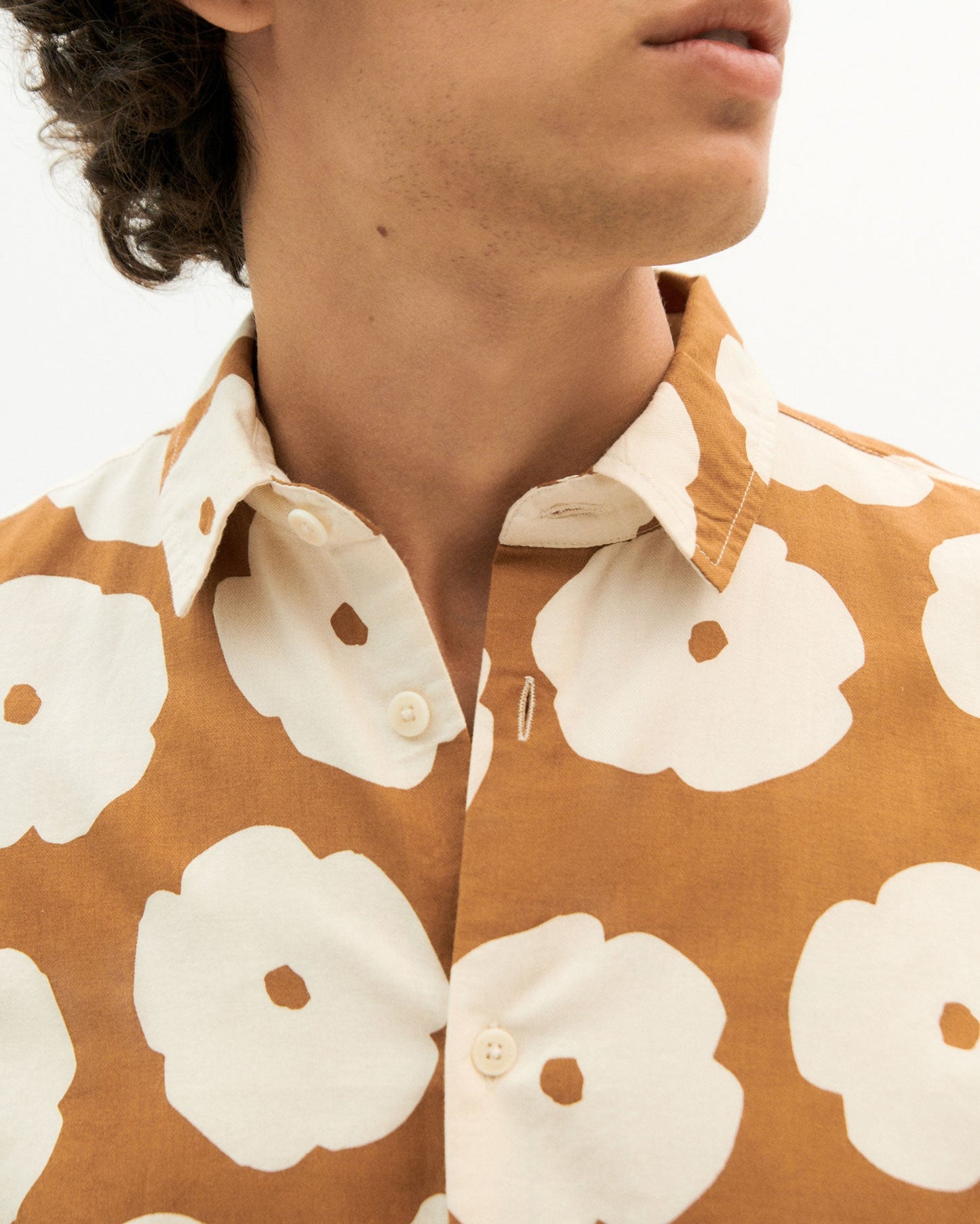 Chemise manches courtes camel en coton bio - poppy tom egypt brown