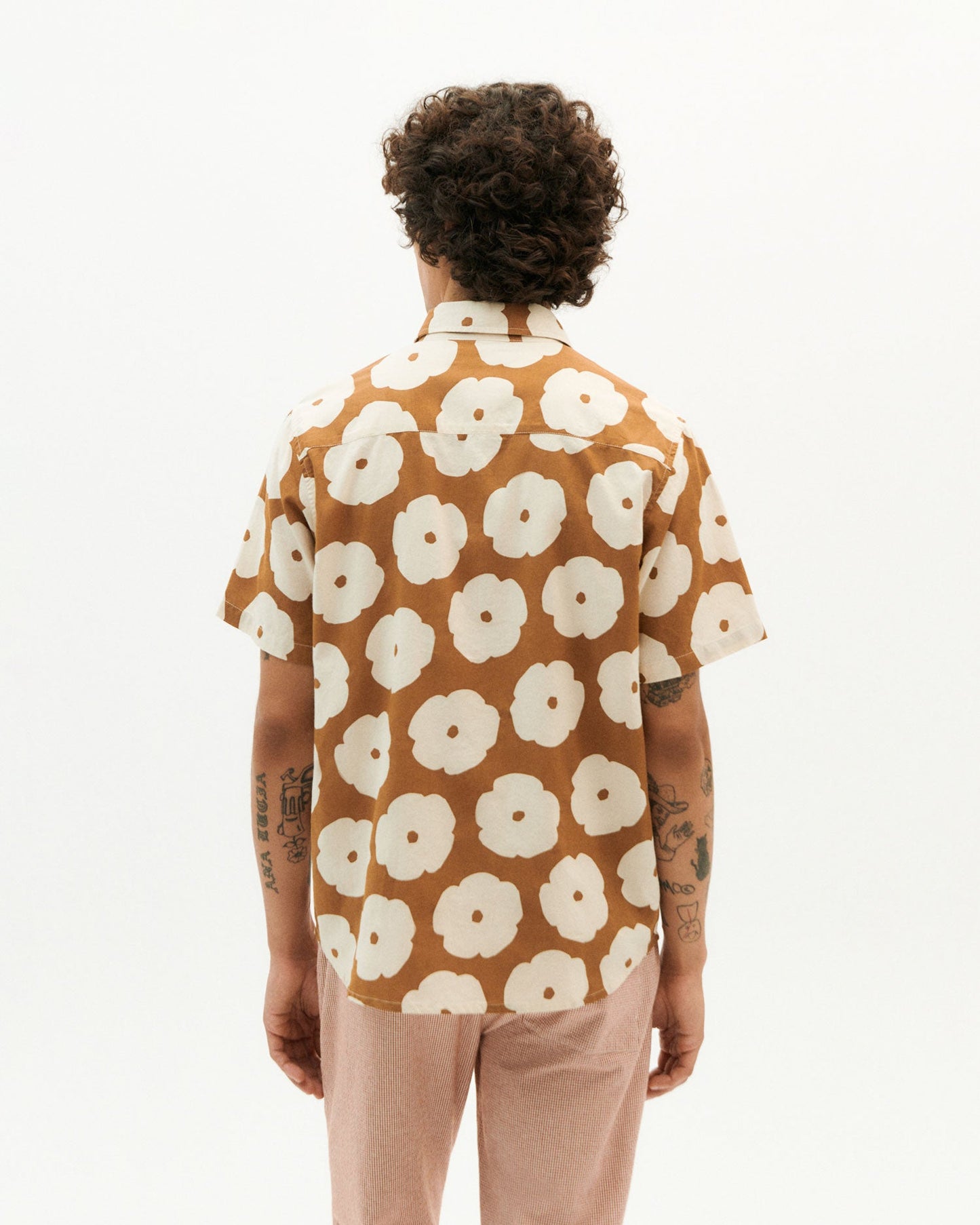 Chemise manches courtes camel en coton bio - poppy tom egypt brown
