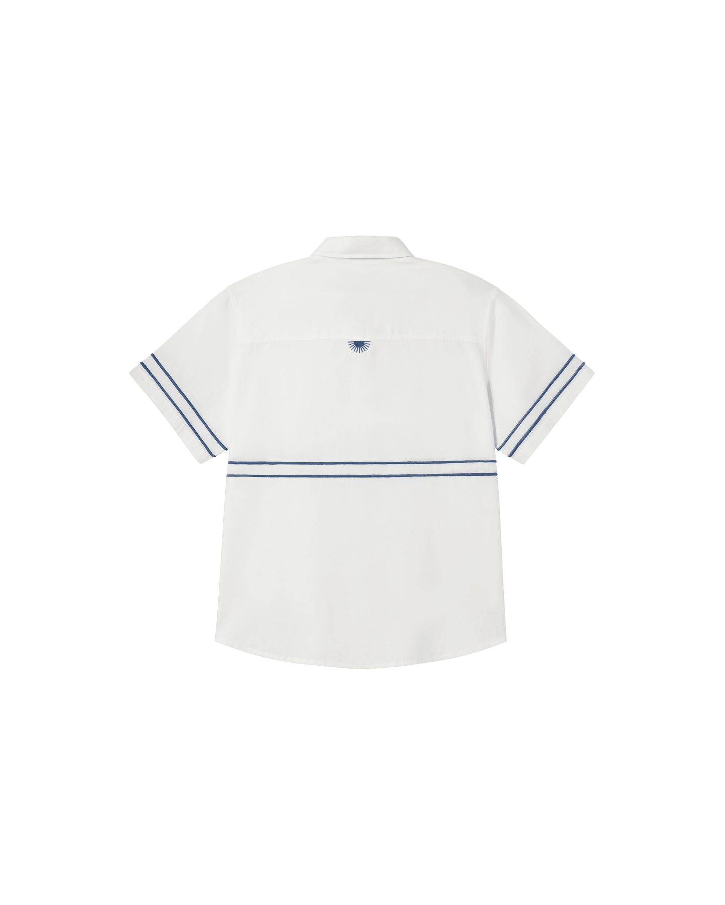 Chemise manches courtes brodée en coton bio | Écru "undyed embroidery blue tom shirt"