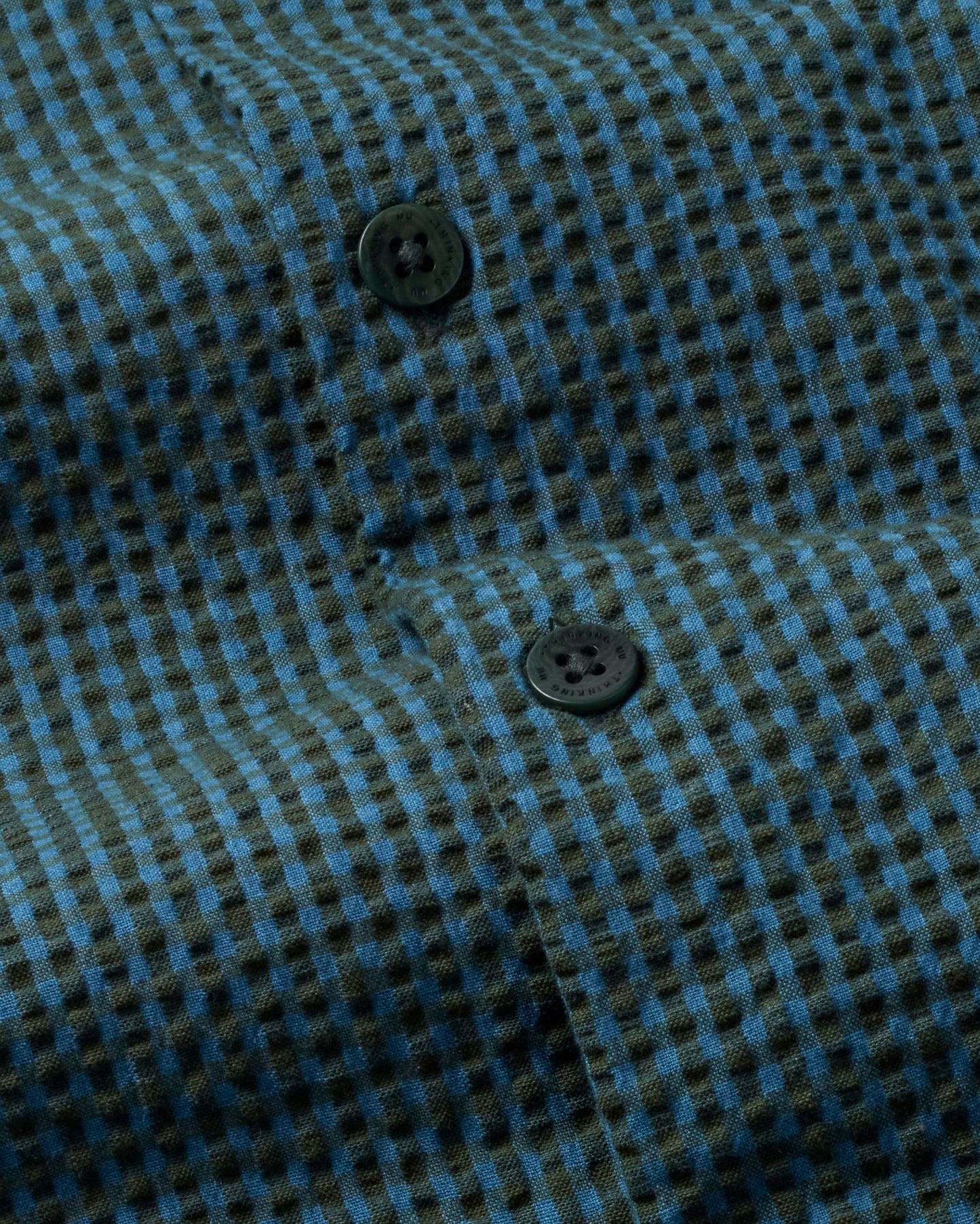Chemise manches courtes en coton bio | vert "bottle green checks seersucker tom shirt"