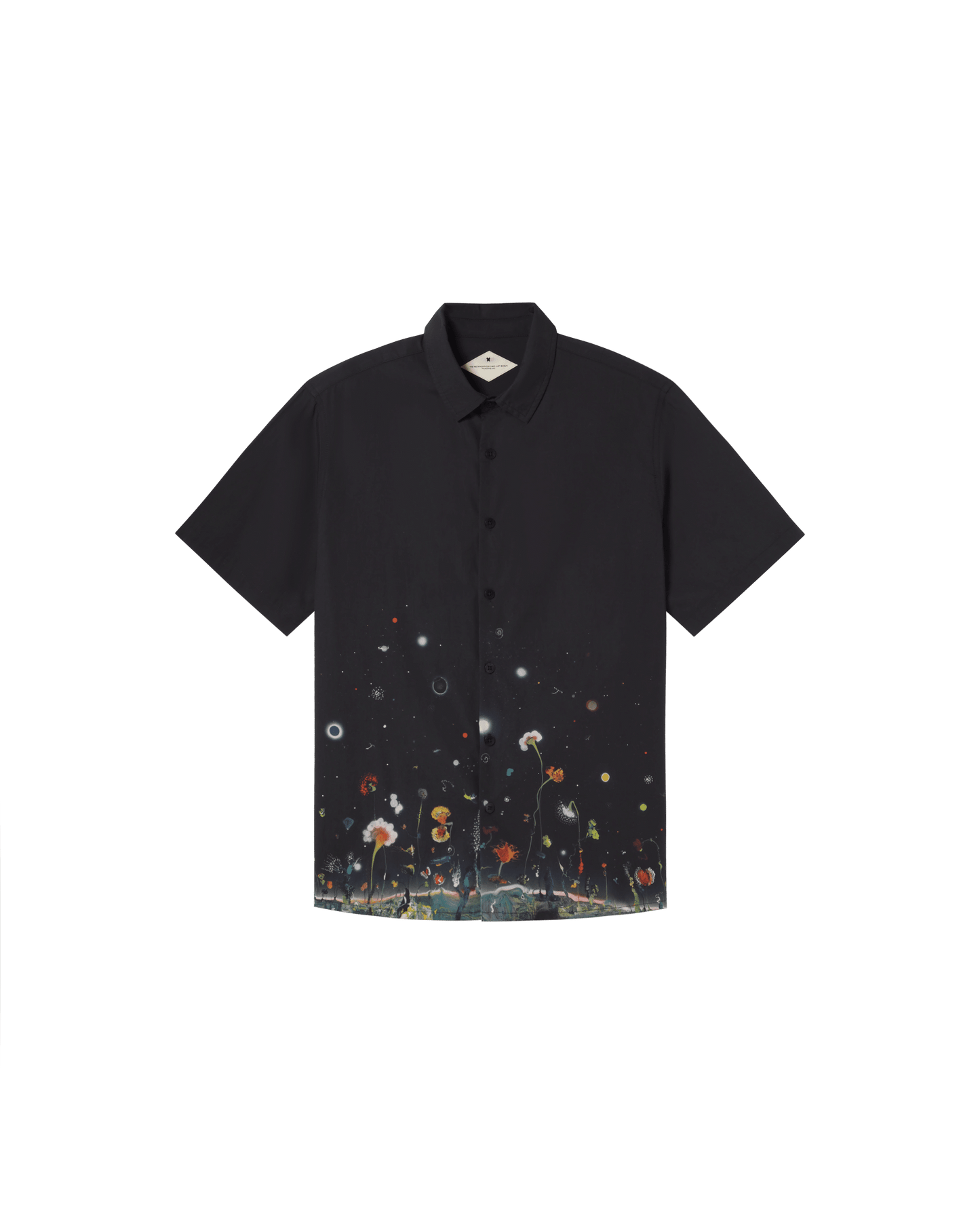 Chemise manches courtes en coton bio | Marine à motifs "feuz night tommy shirt"