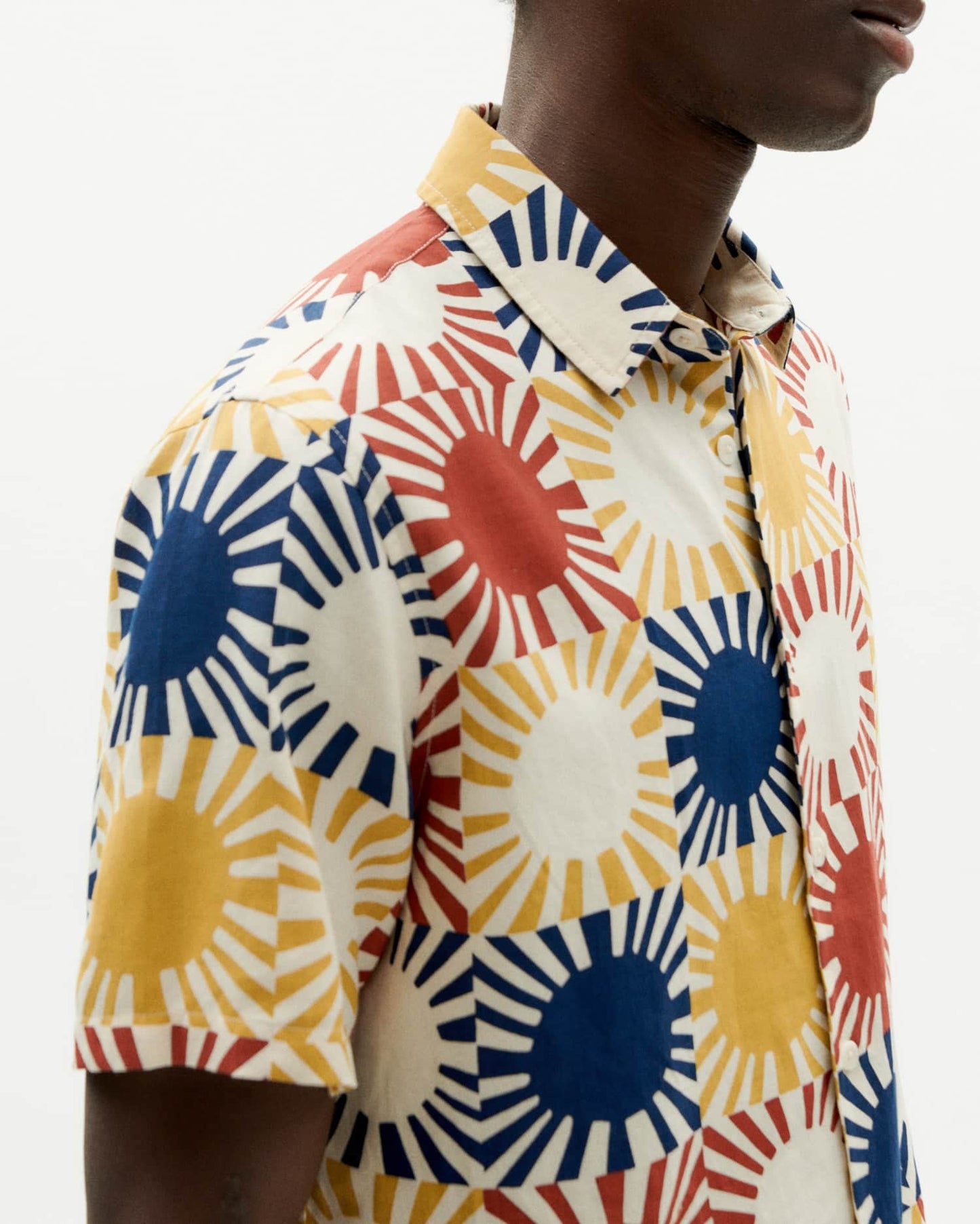 Chemise manches courtes en coton bio | Multicolore "sol grid earth tom shirt"