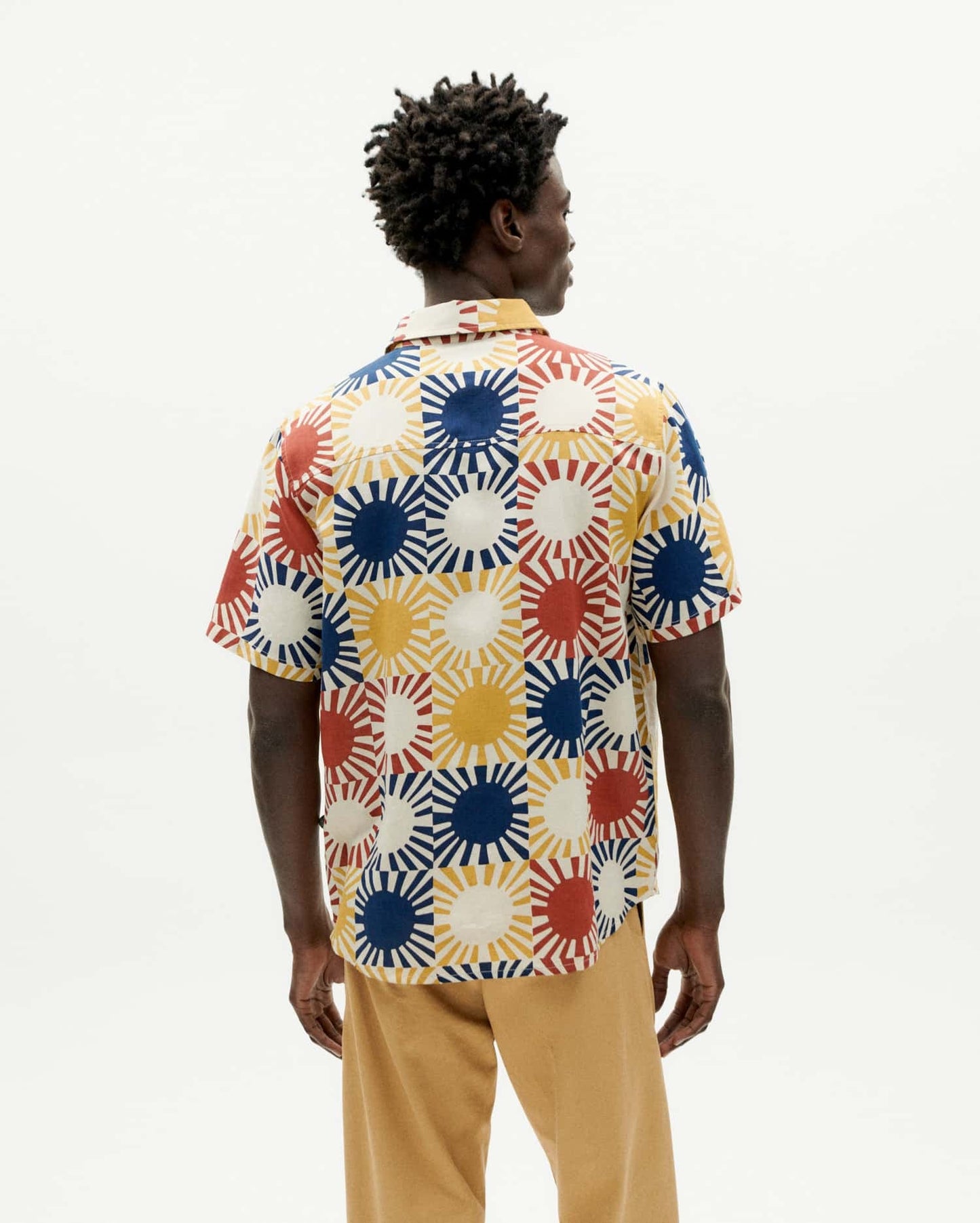 Chemise manches courtes en coton bio | Multicolore "sol grid earth tom shirt"