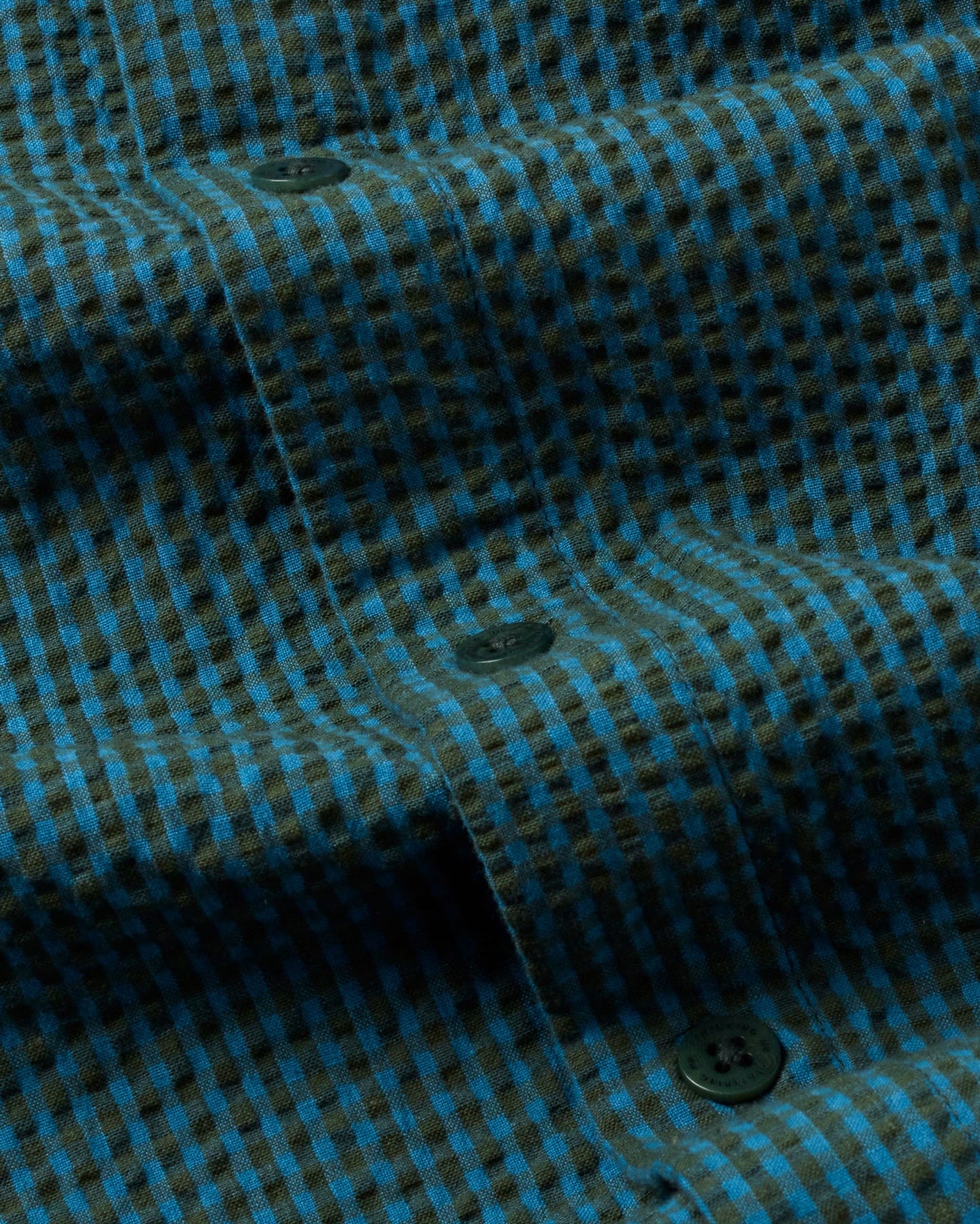Chemise à carreaux en coton bio | bleu "bottle green checks seersucker thomas shirt"