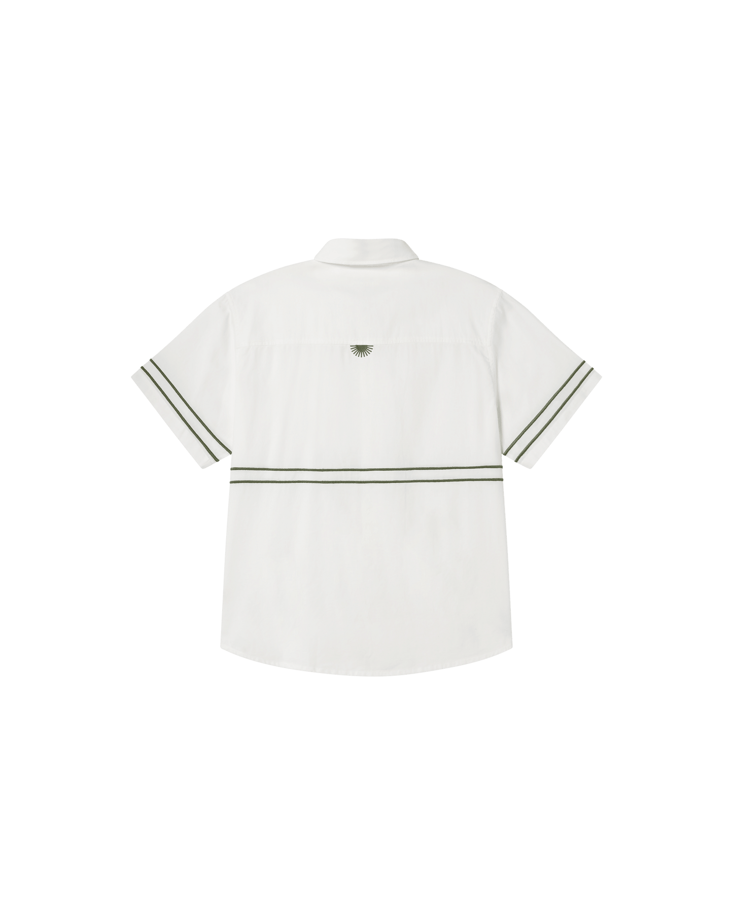 Chemise manches courtes brodée en coton bio | Écru "undyed embroidery green tom shirt"