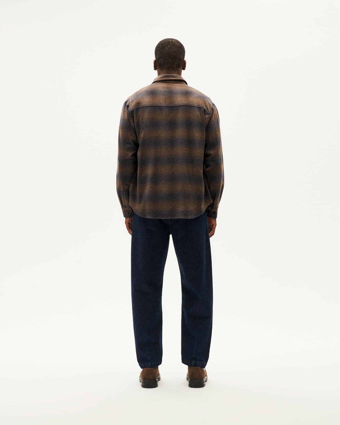 Chemise en coton bio | marron "navy brown checks hans shirt"