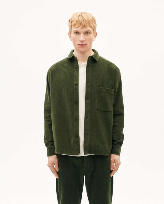 Chemise en coton bio | vert "bottle green corduroy theo overshirt"