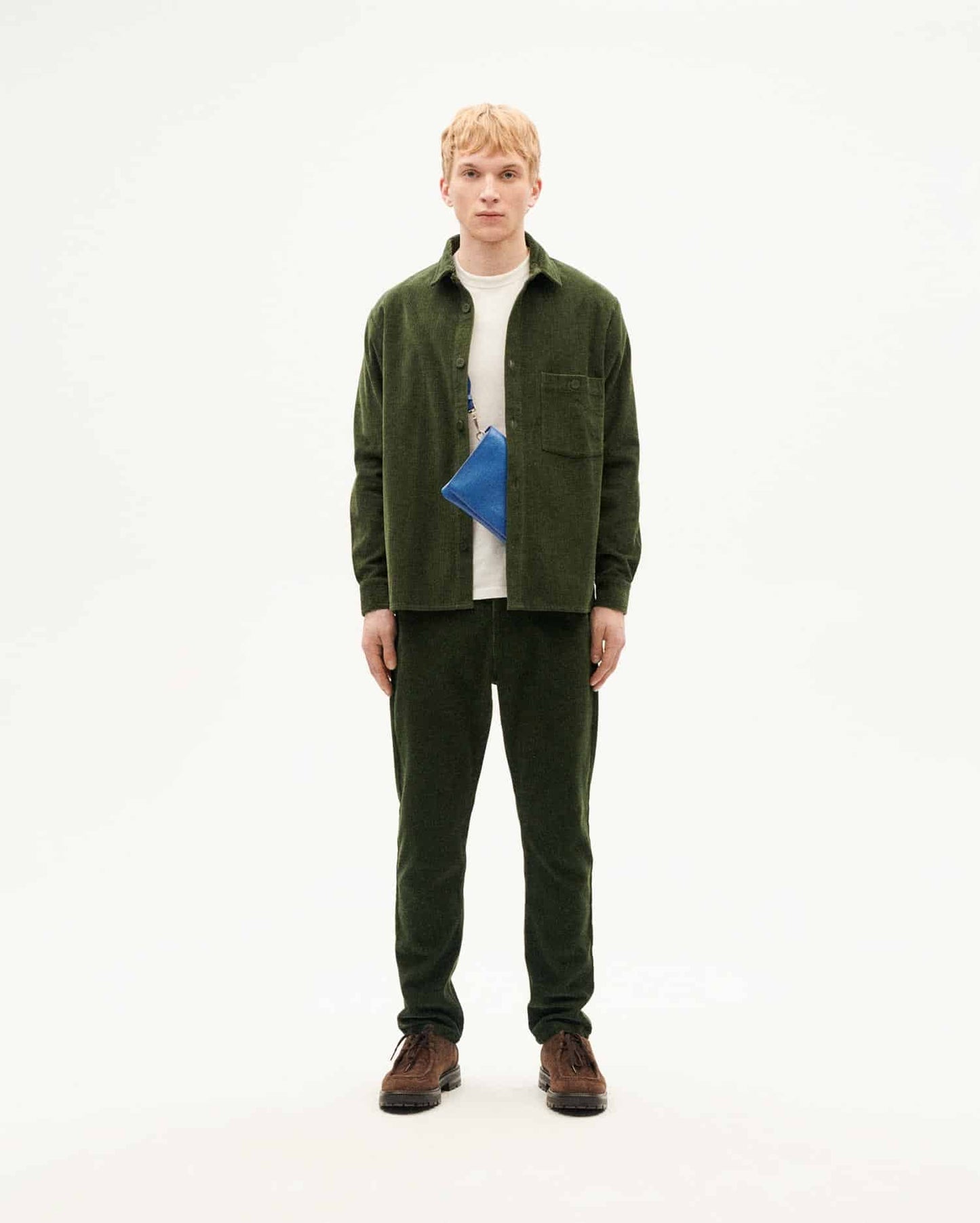 Chemise en coton bio | vert "bottle green corduroy theo overshirt"