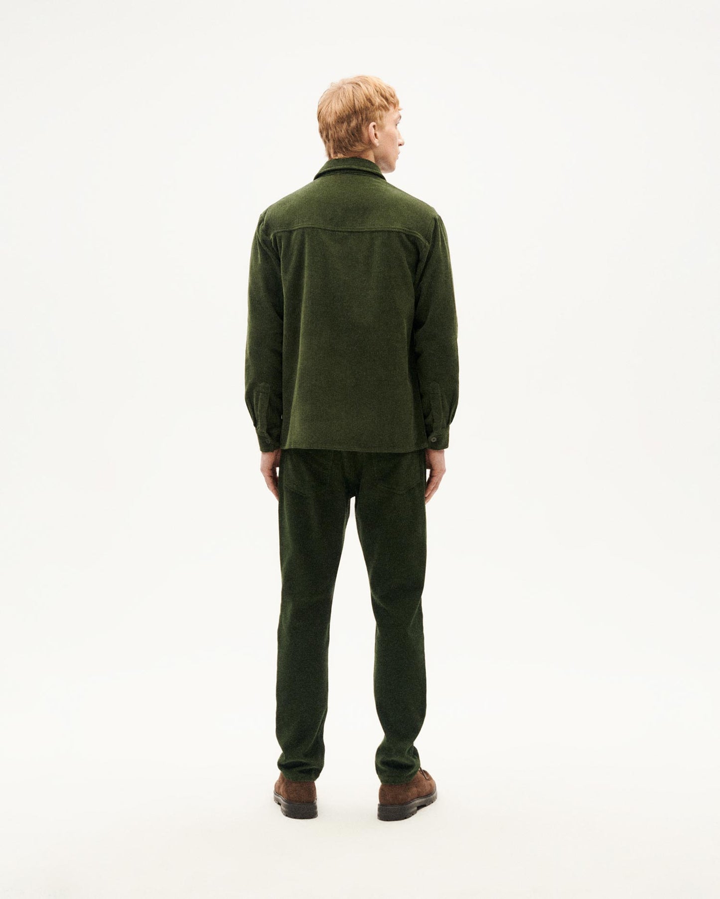 Chemise en coton bio | vert "bottle green corduroy theo overshirt"