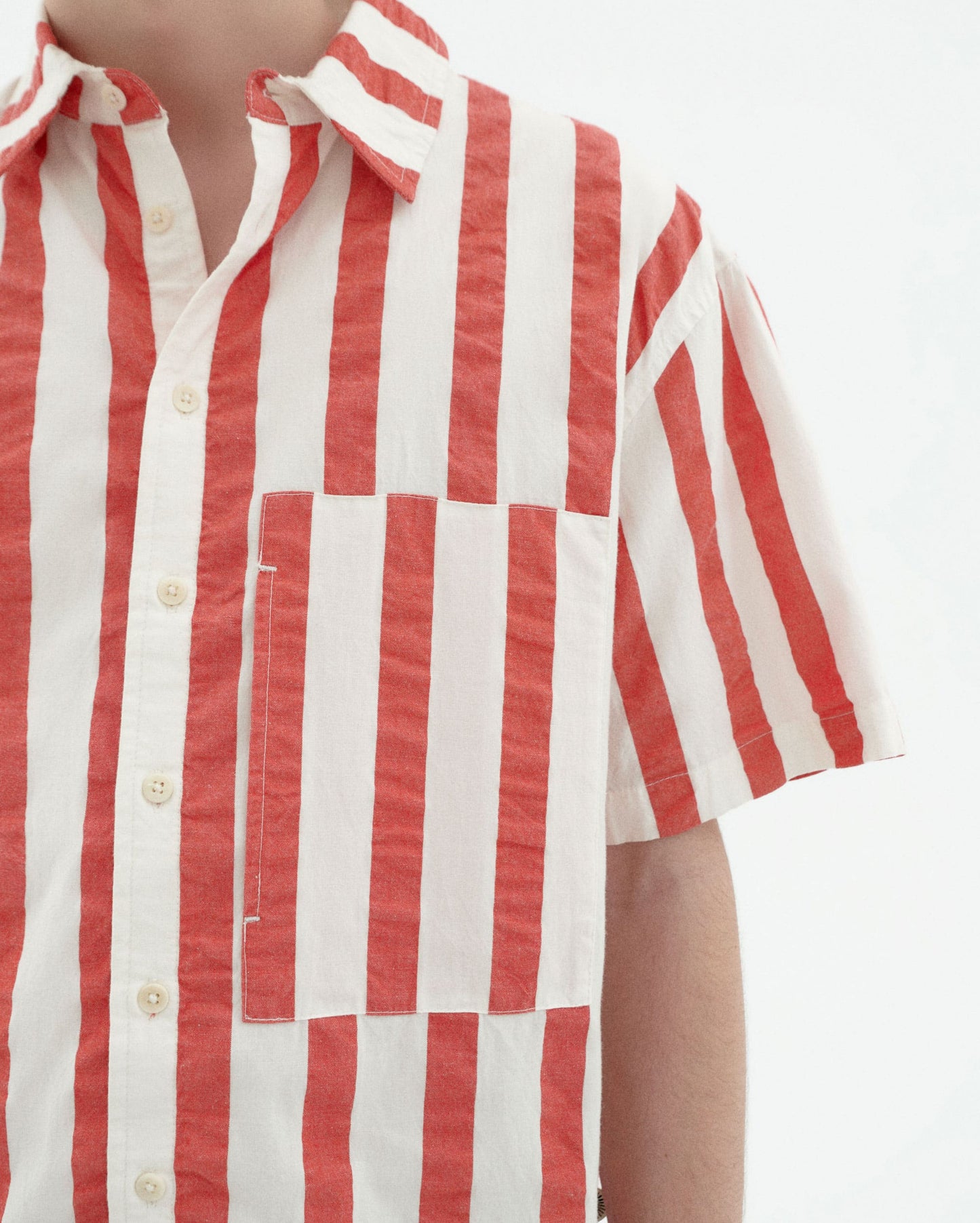 Chemise en coton bio | rayé "Red maxi stripes kurt shirt"