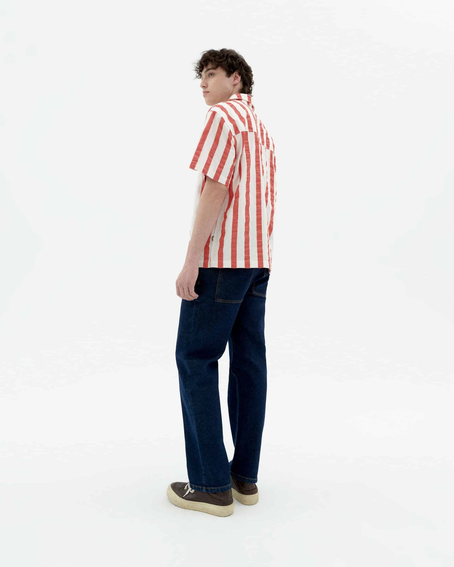 Chemise en coton bio | rayé "Red maxi stripes kurt shirt"