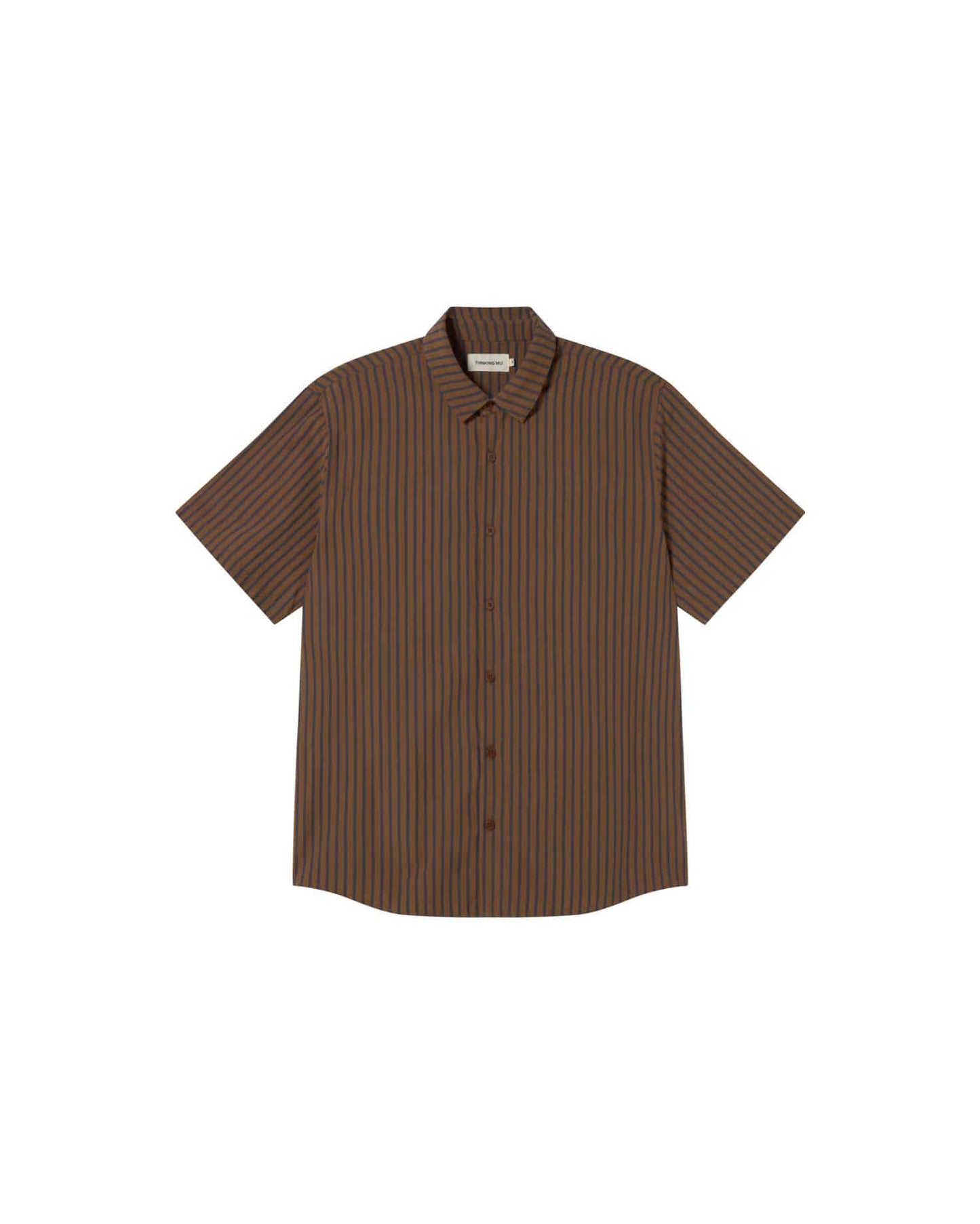 Chemise en coton bio | marron "brown stripes tom shirt - brown"
