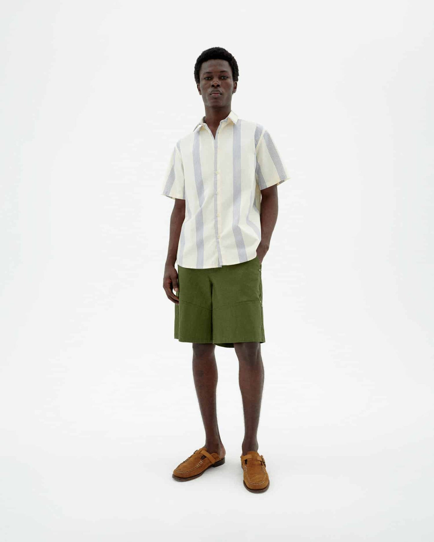 Chemise en coton biologique | beige "persian stripes tom shirt - ecru"