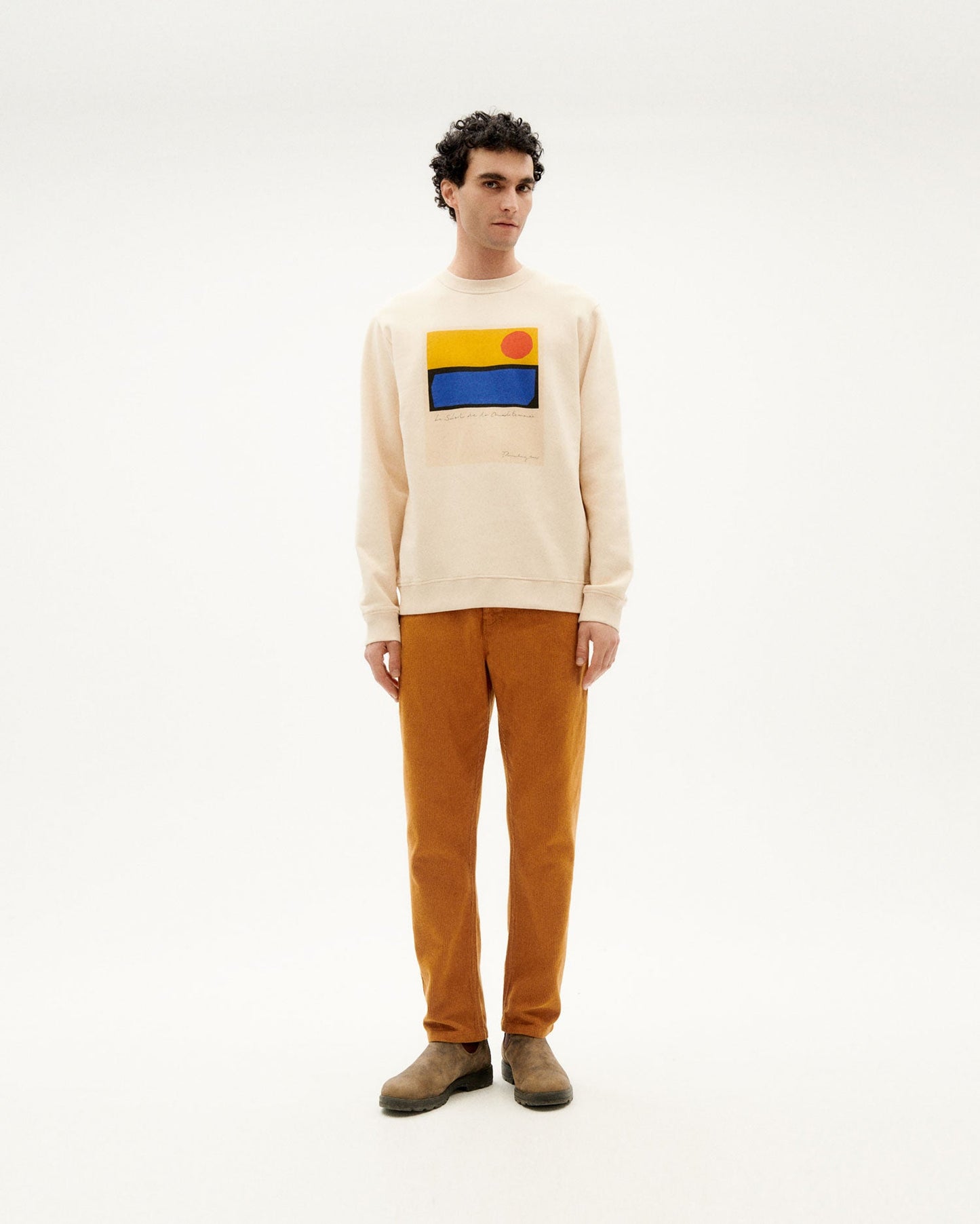 Sweatshirt écru imprimé en coton bio-  le soleil sweatshirt ivory
