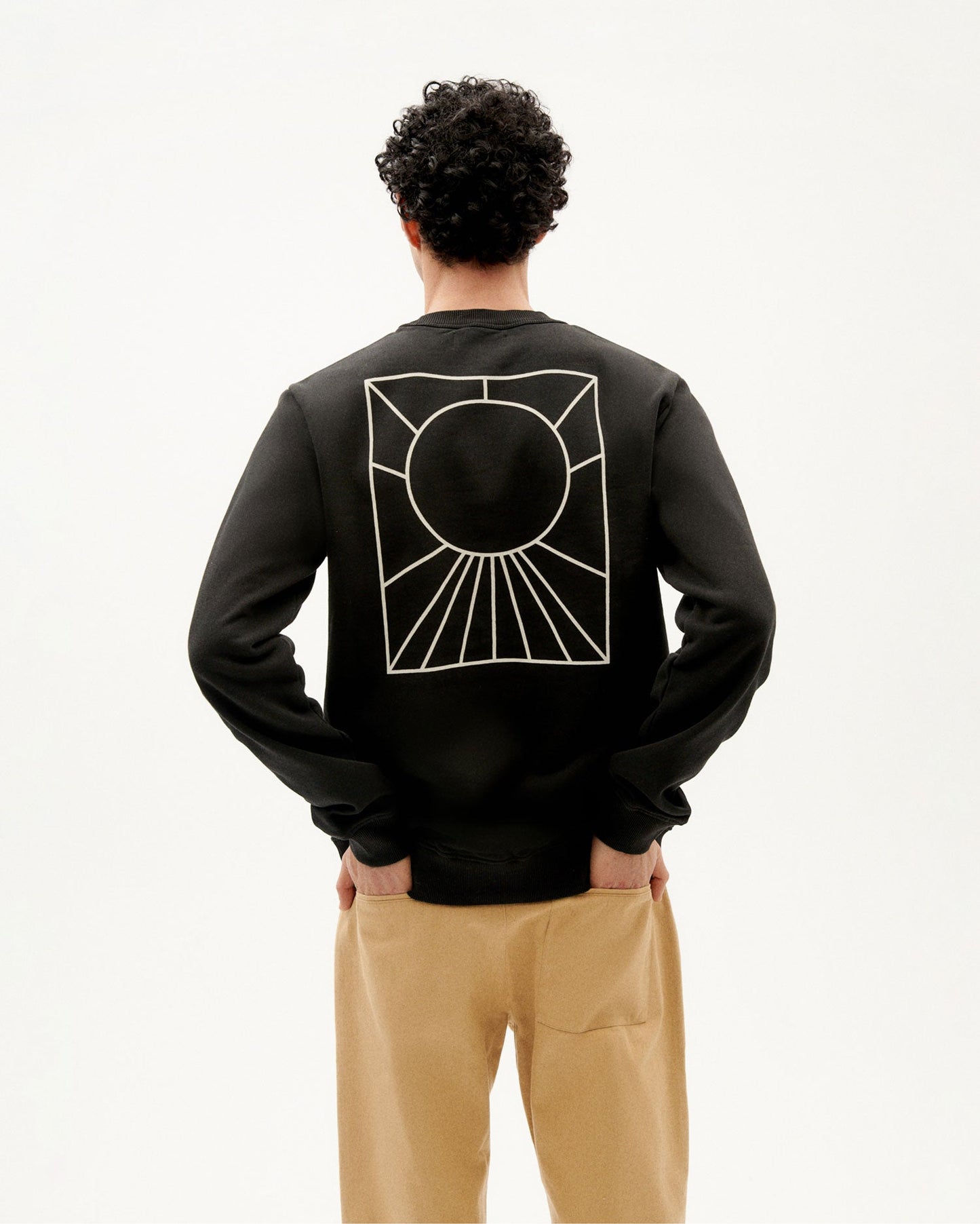 Sweat noir imprimé dos en coton bio - shine