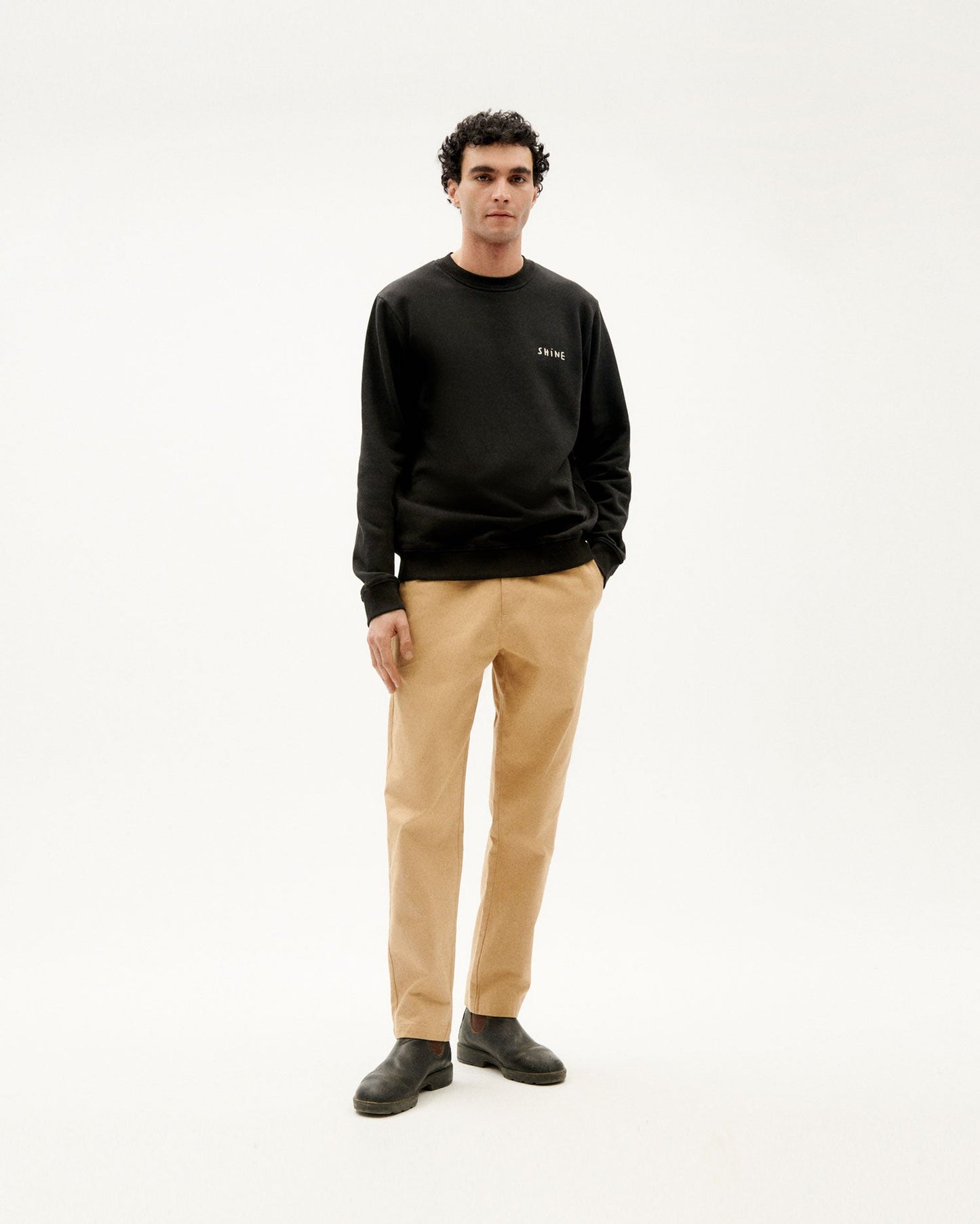 Sweat noir imprimé dos en coton bio - shine