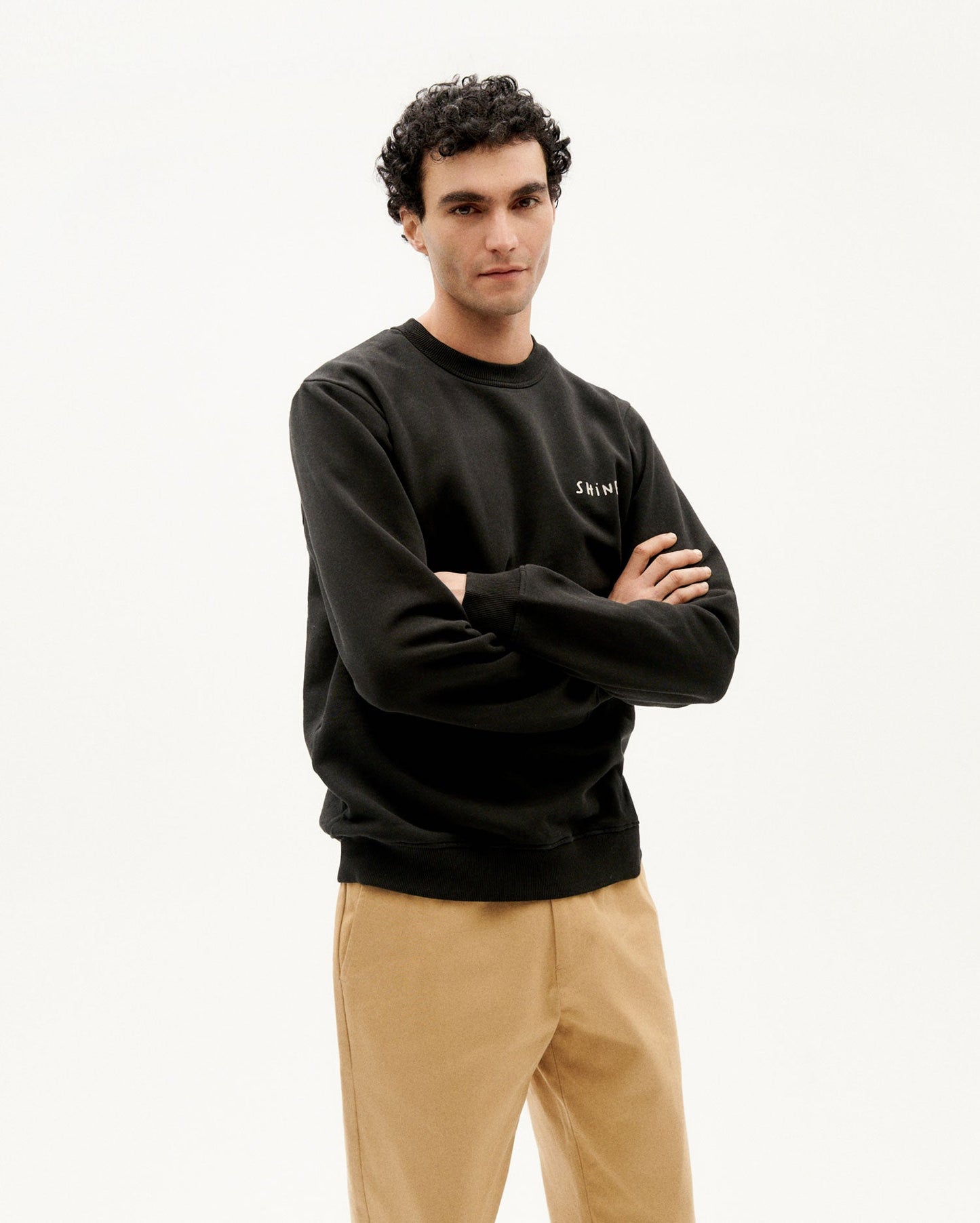 Sweat noir imprimé dos en coton bio - shine