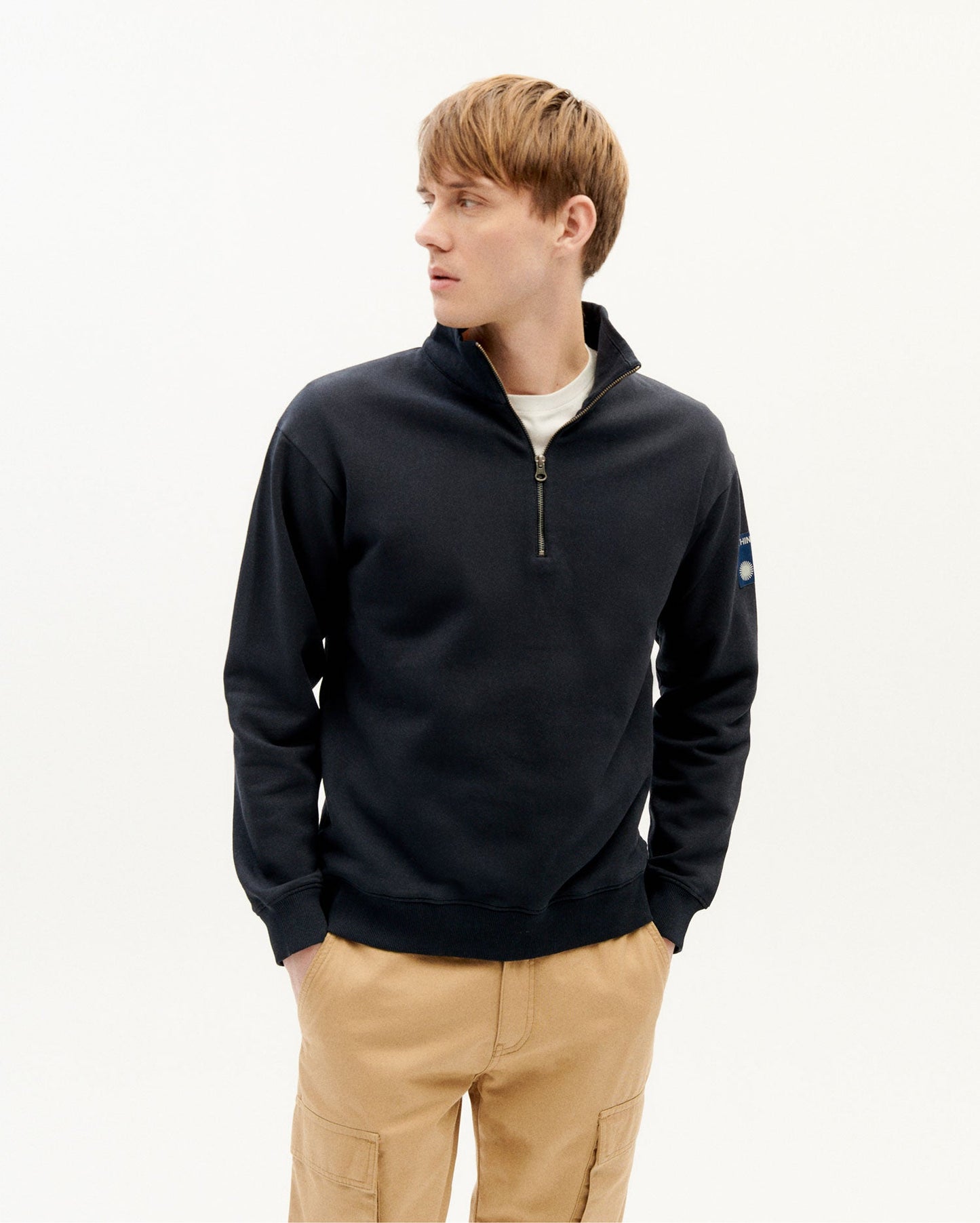 Sweat camionneur marine en coton bio - navy challenger sweatshirt