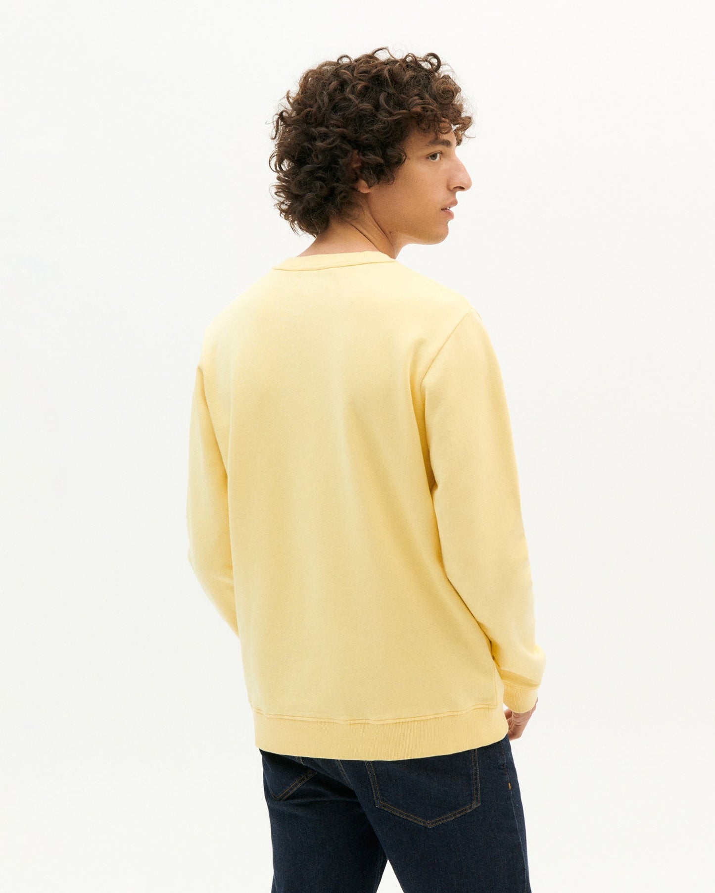 Sweat jaune imprimé indigo en coton bio - we are ready yellow sweartshirt