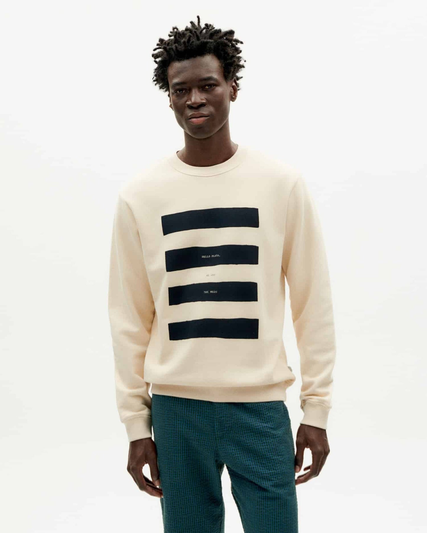 Sweat en coton bio | Écru à motif imprimé "hello playa sweatshirt ivory"