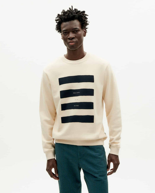 Sweat en coton bio | Écru à motif imprimé "hello playa sweatshirt ivory"