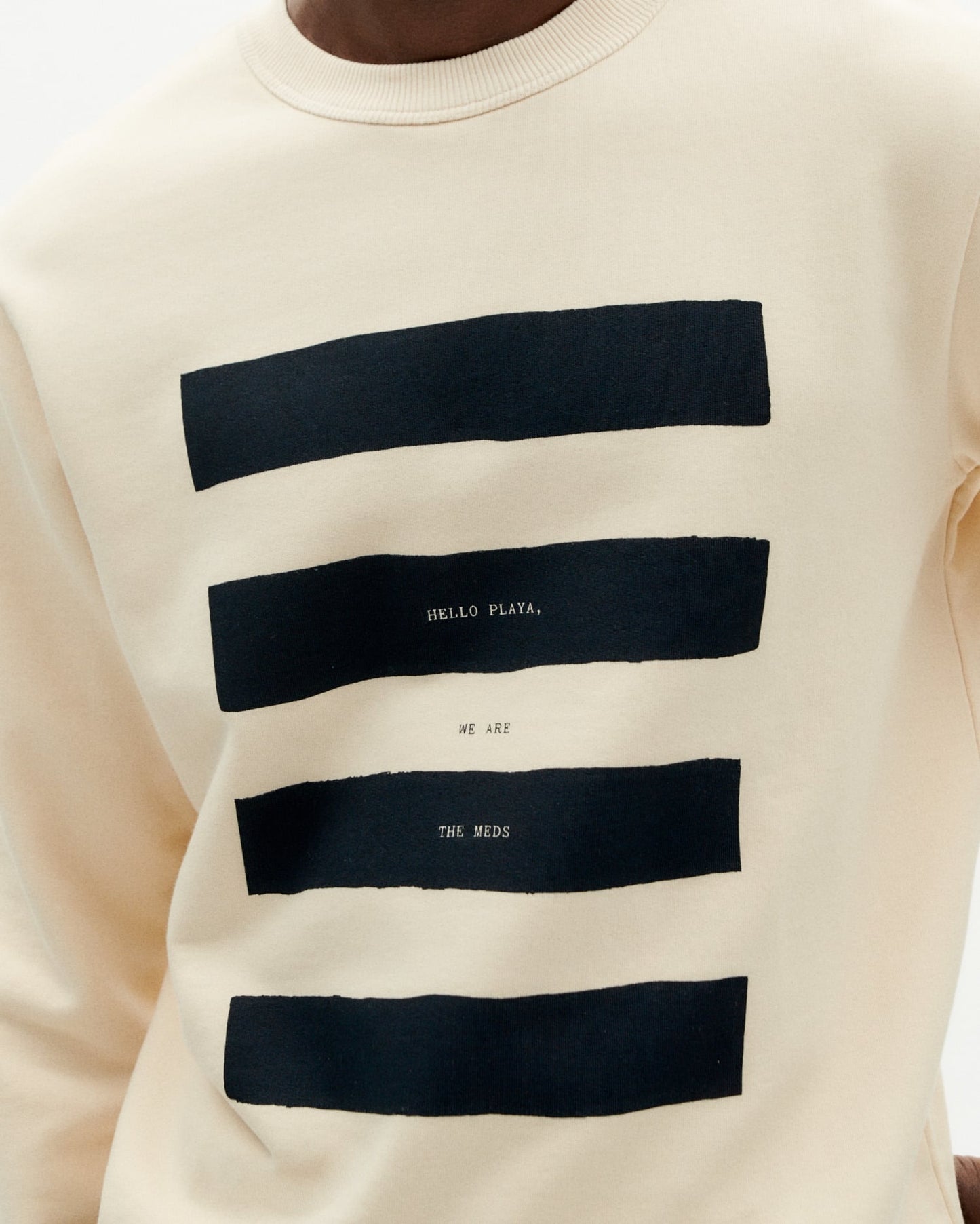 Sweat en coton bio | Écru à motif imprimé "hello playa sweatshirt ivory"