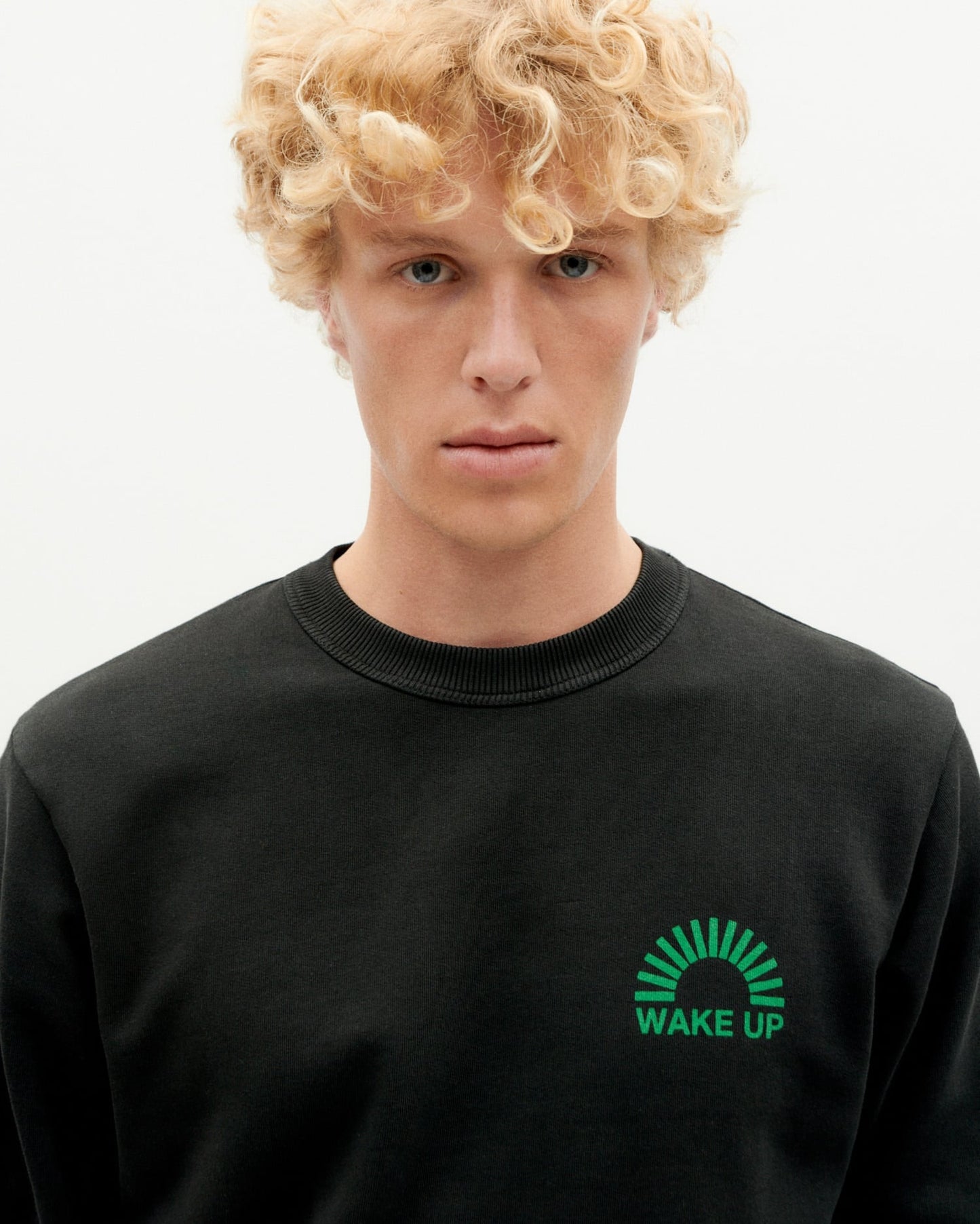 Sweat en coton bio | Noir à motif imprimé "up black sweatshirt black"