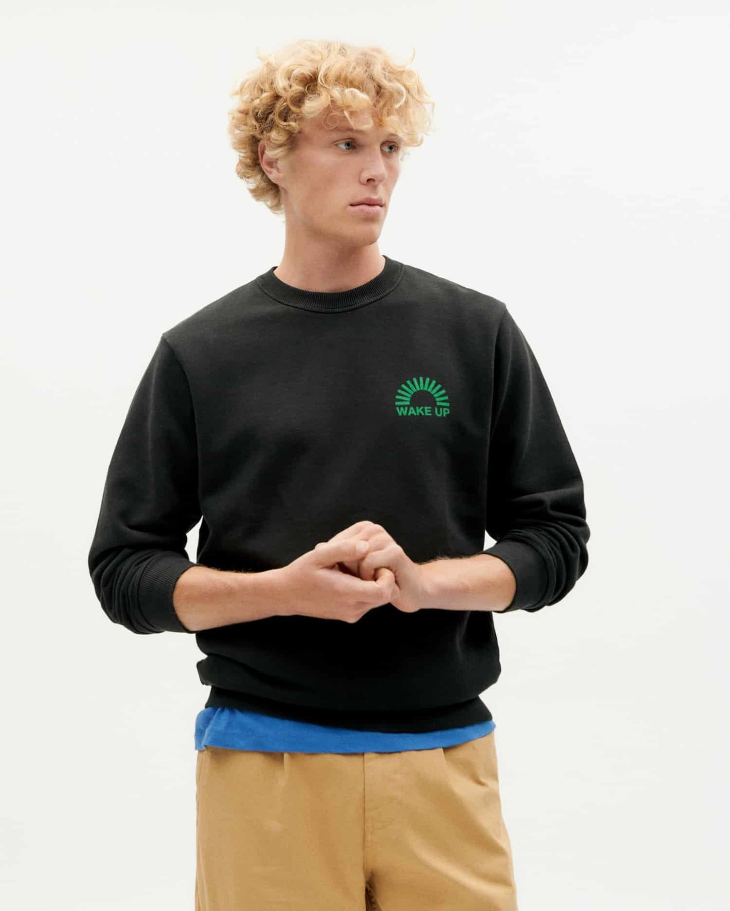 Sweat en coton bio | Noir à motif imprimé "up black sweatshirt black"