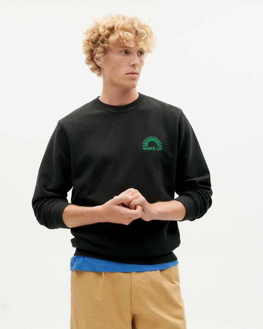 Sweat en coton bio | Noir à motif imprimé "up black sweatshirt black"
