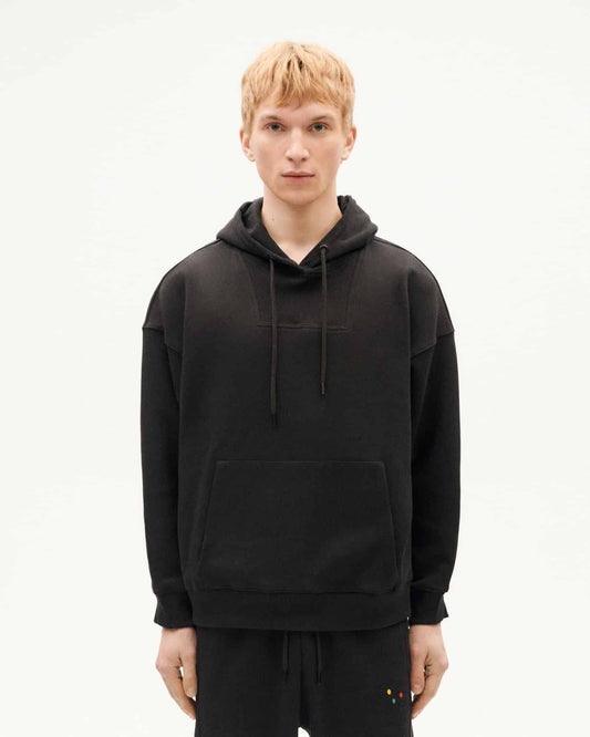 Sweat oversize en coton bio et matière recyclée | noir "black andrea hoodie"