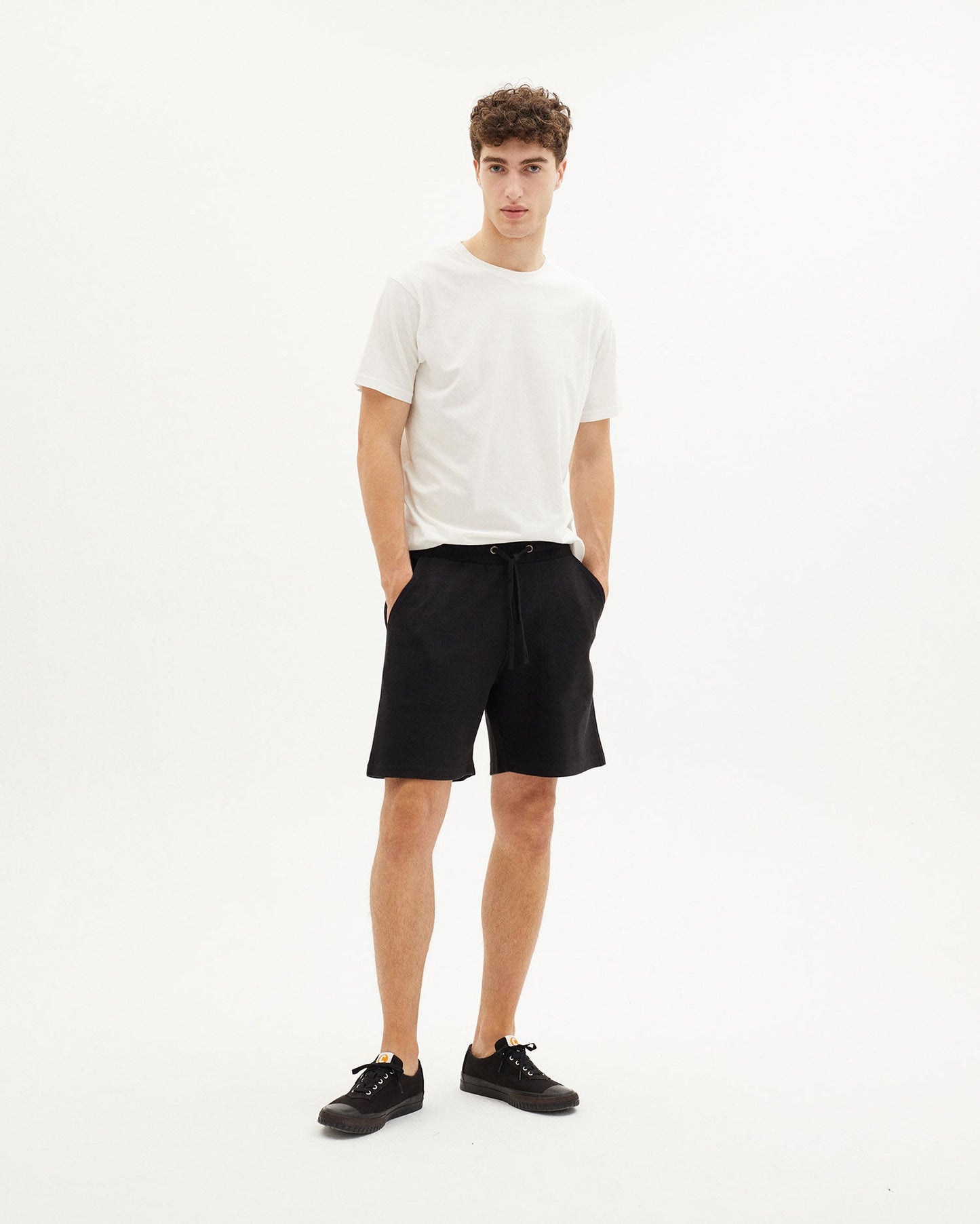 Short droit noir en coton bio et recyclé - BLACK TRASH JOSEPH SHORTS