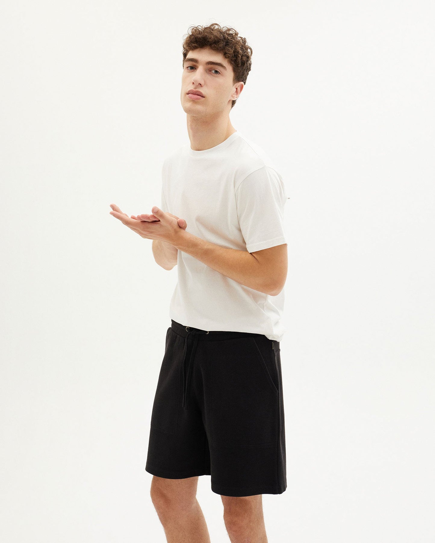 Short droit noir en coton bio et recyclé - BLACK TRASH JOSEPH SHORTS