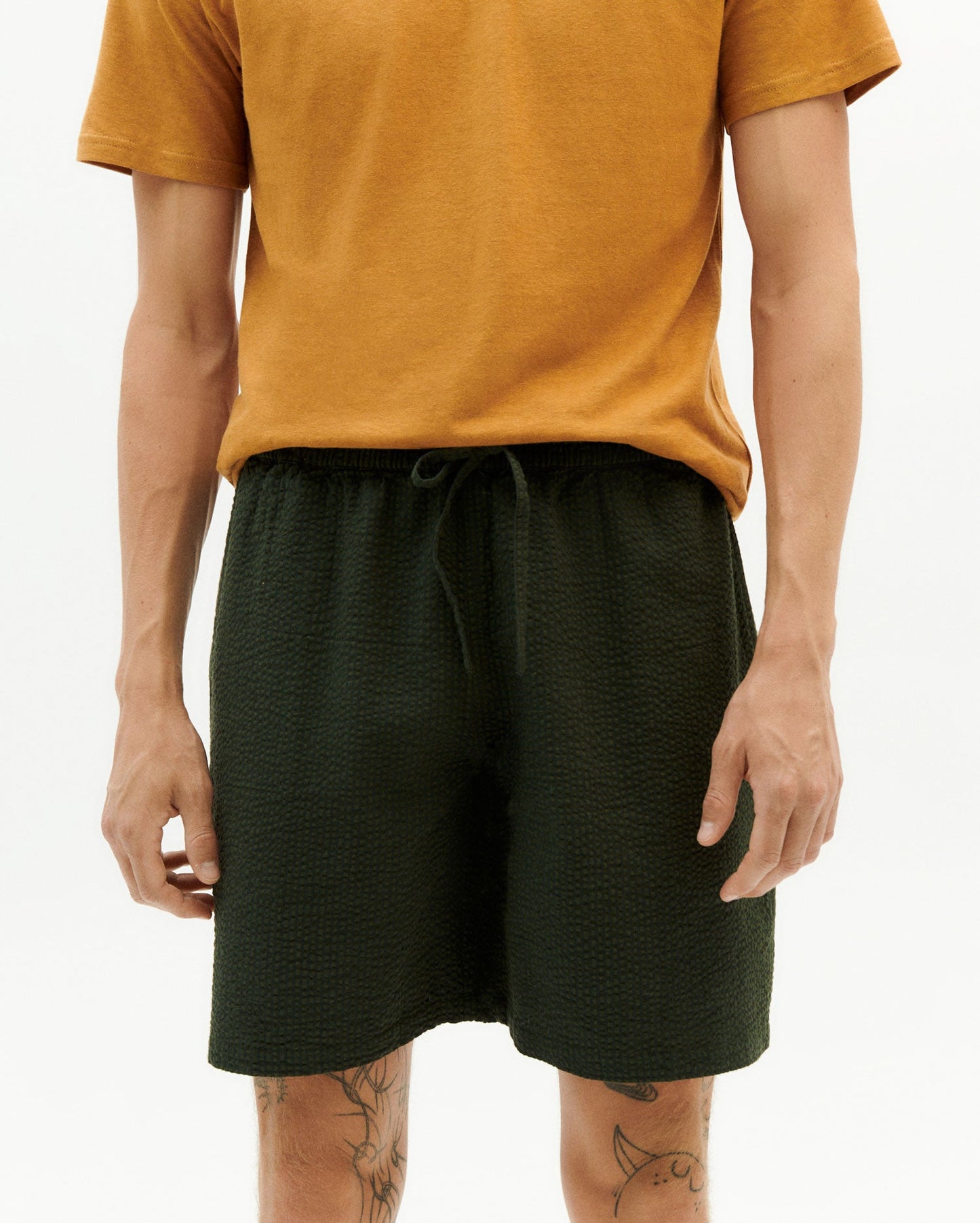Short vert seersucker en coton bio - green seersucker checks henry shorts