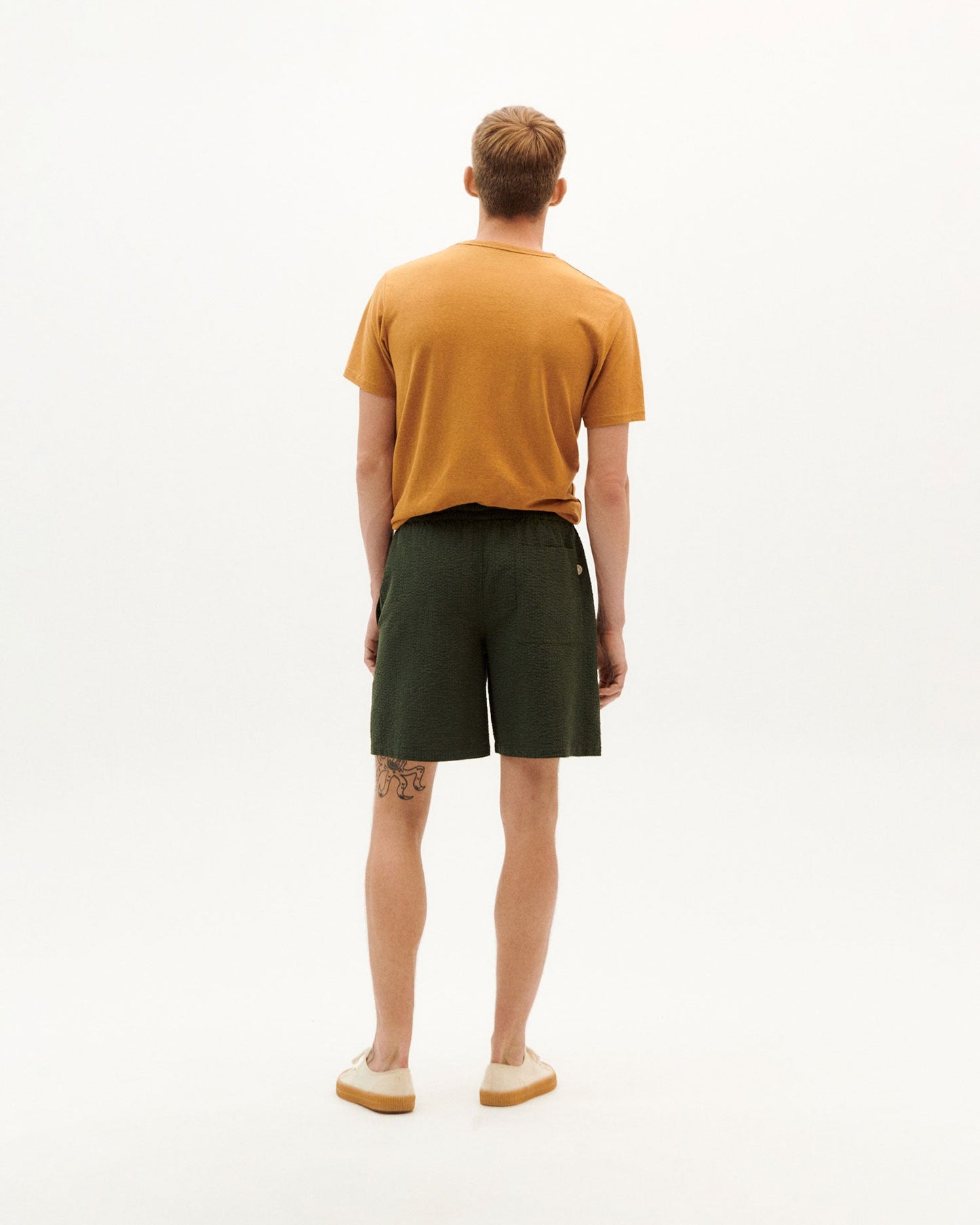 Short vert seersucker en coton bio - green seersucker checks henry shorts