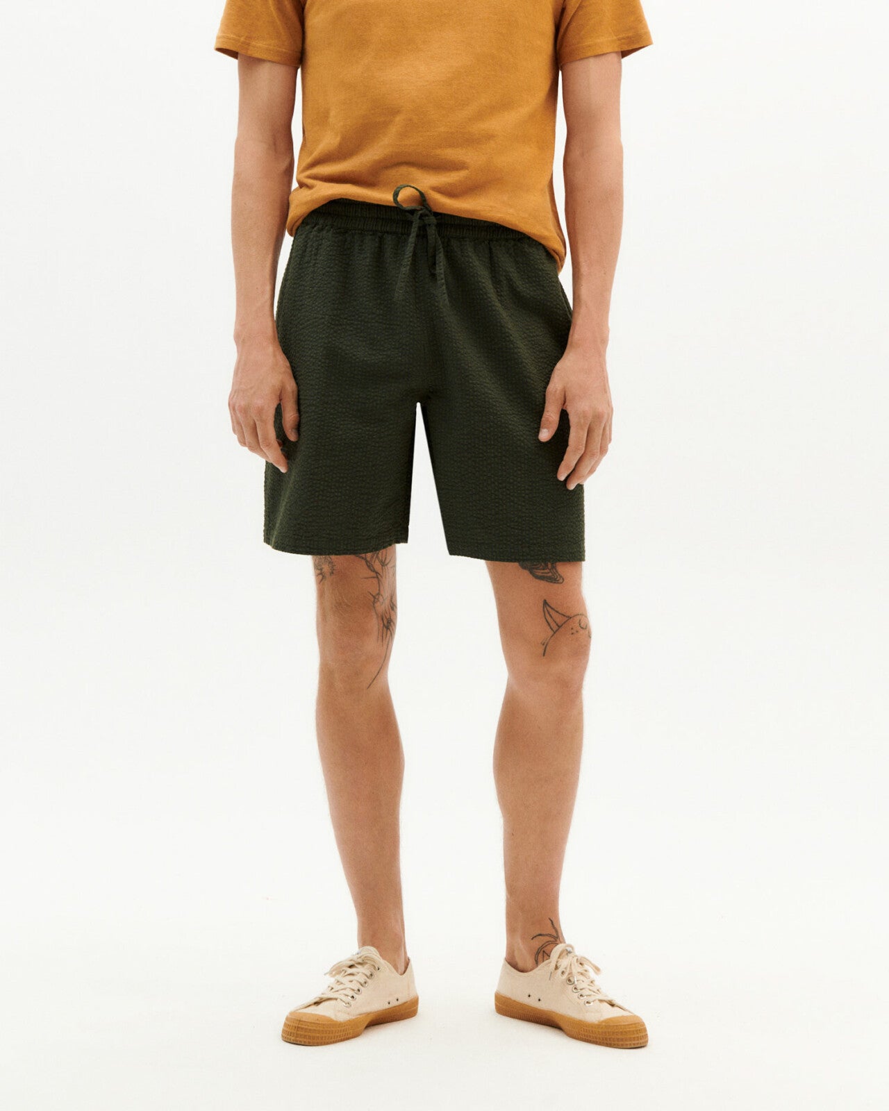 Short vert seersucker en coton bio - green seersucker checks henry shorts