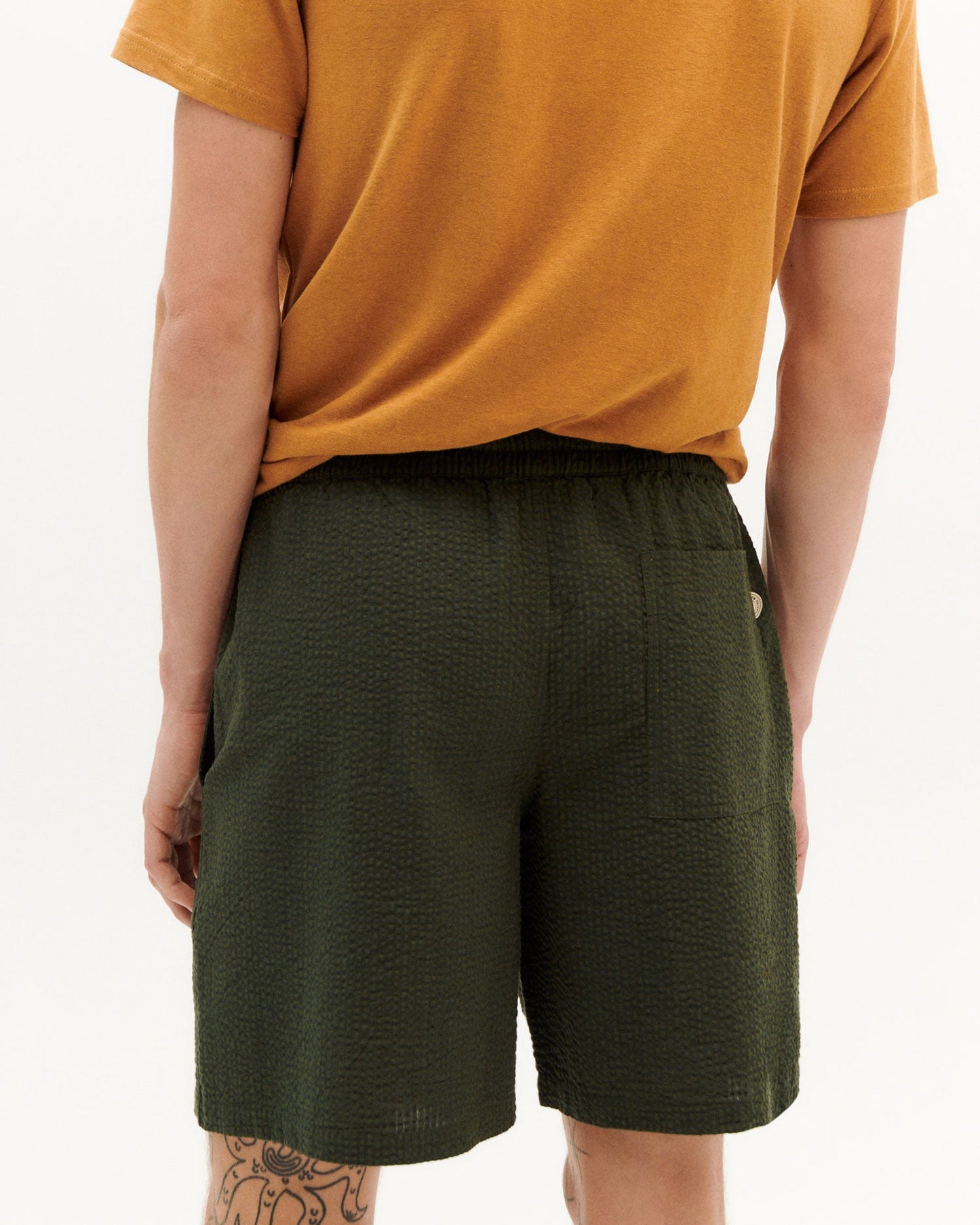 Short vert seersucker en coton bio - green seersucker checks henry shorts