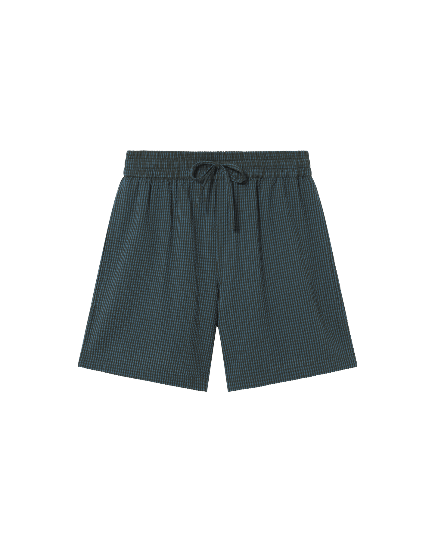 Short à carreaux en coton bio | vert "bottle green checks seersucker henry shorts"