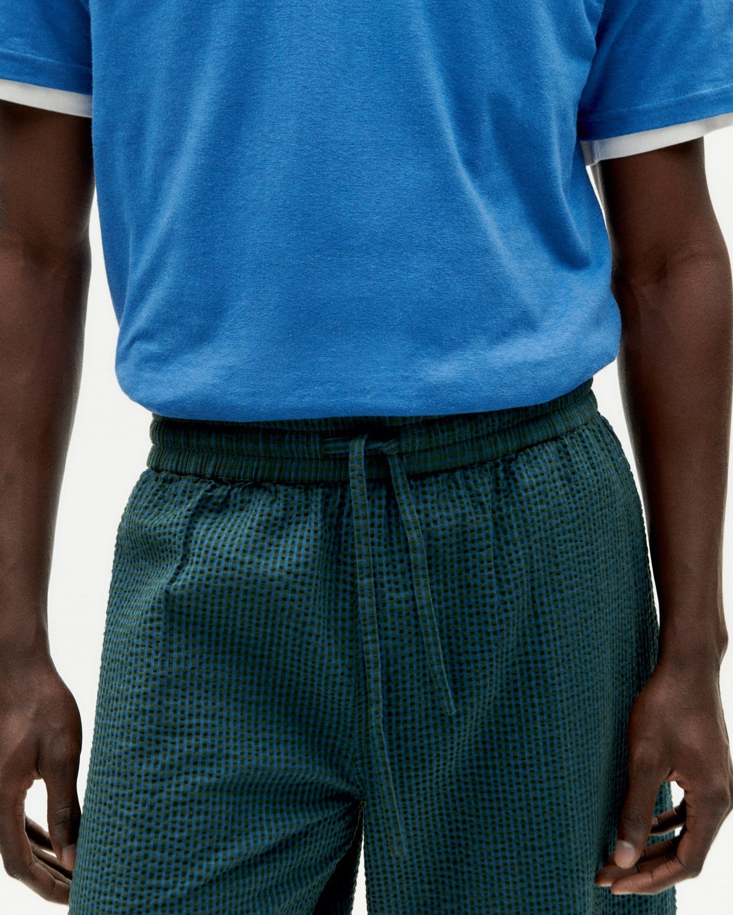 Short à carreaux en coton bio | vert "bottle green checks seersucker henry shorts"