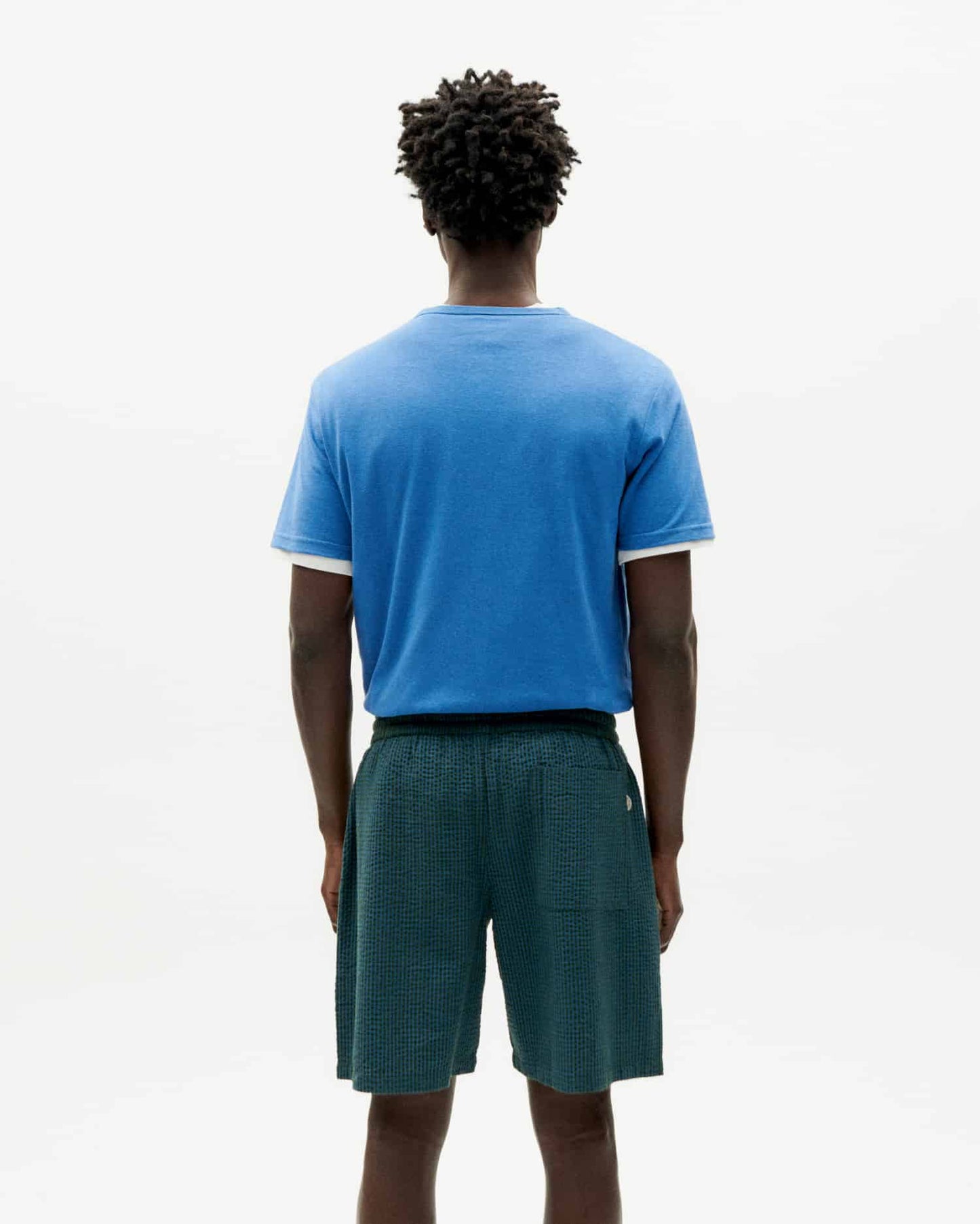 Short à carreaux en coton bio | vert "bottle green checks seersucker henry shorts"