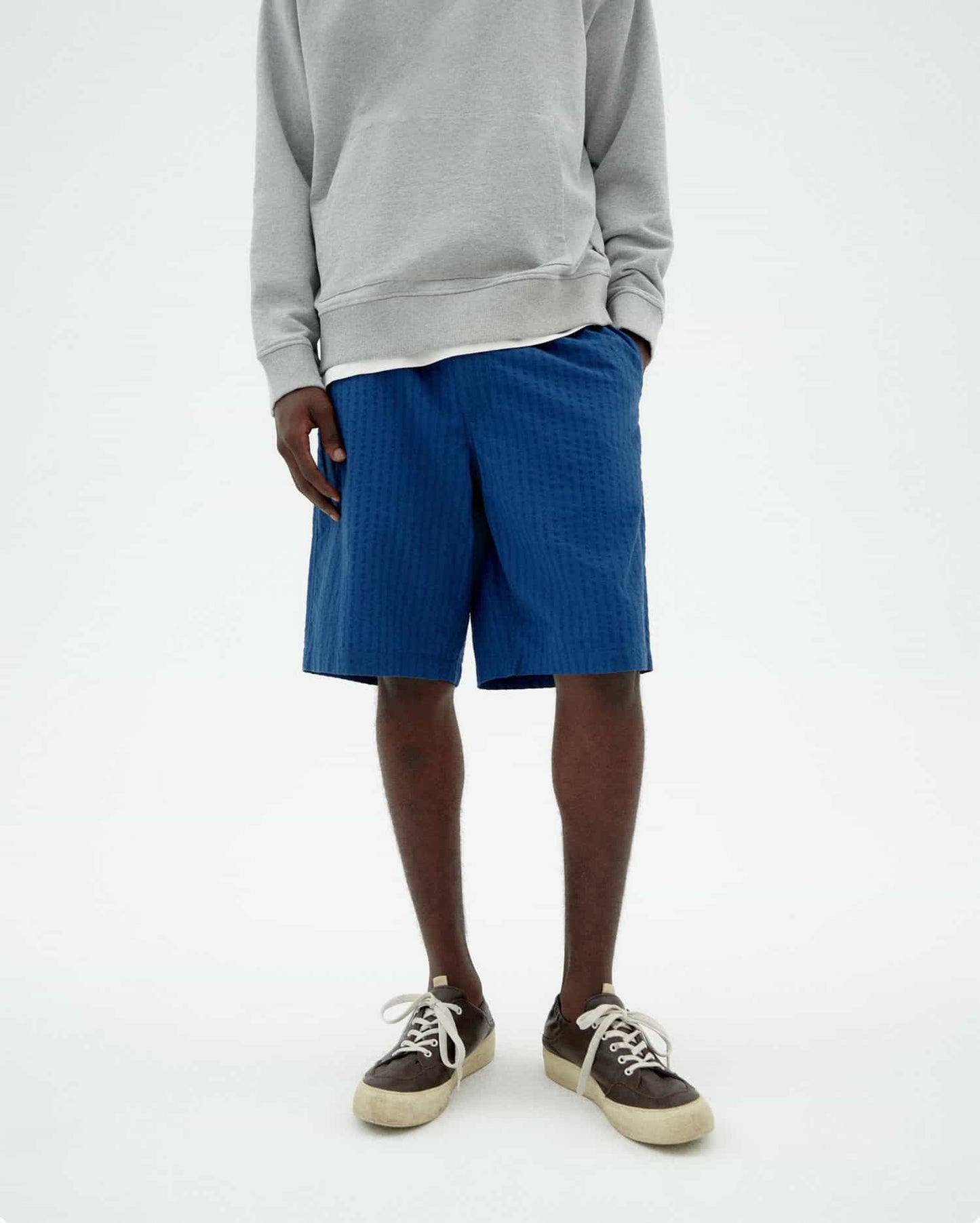 Short seersucker en coton bio | bleu "Cobalt seersucker gasper shorts - blue"