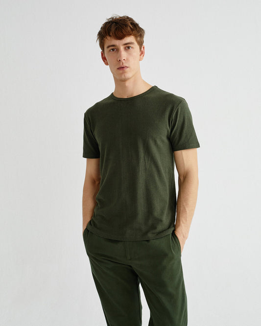 T-shirt vert forêt en chanvre et coton bio - Mo2