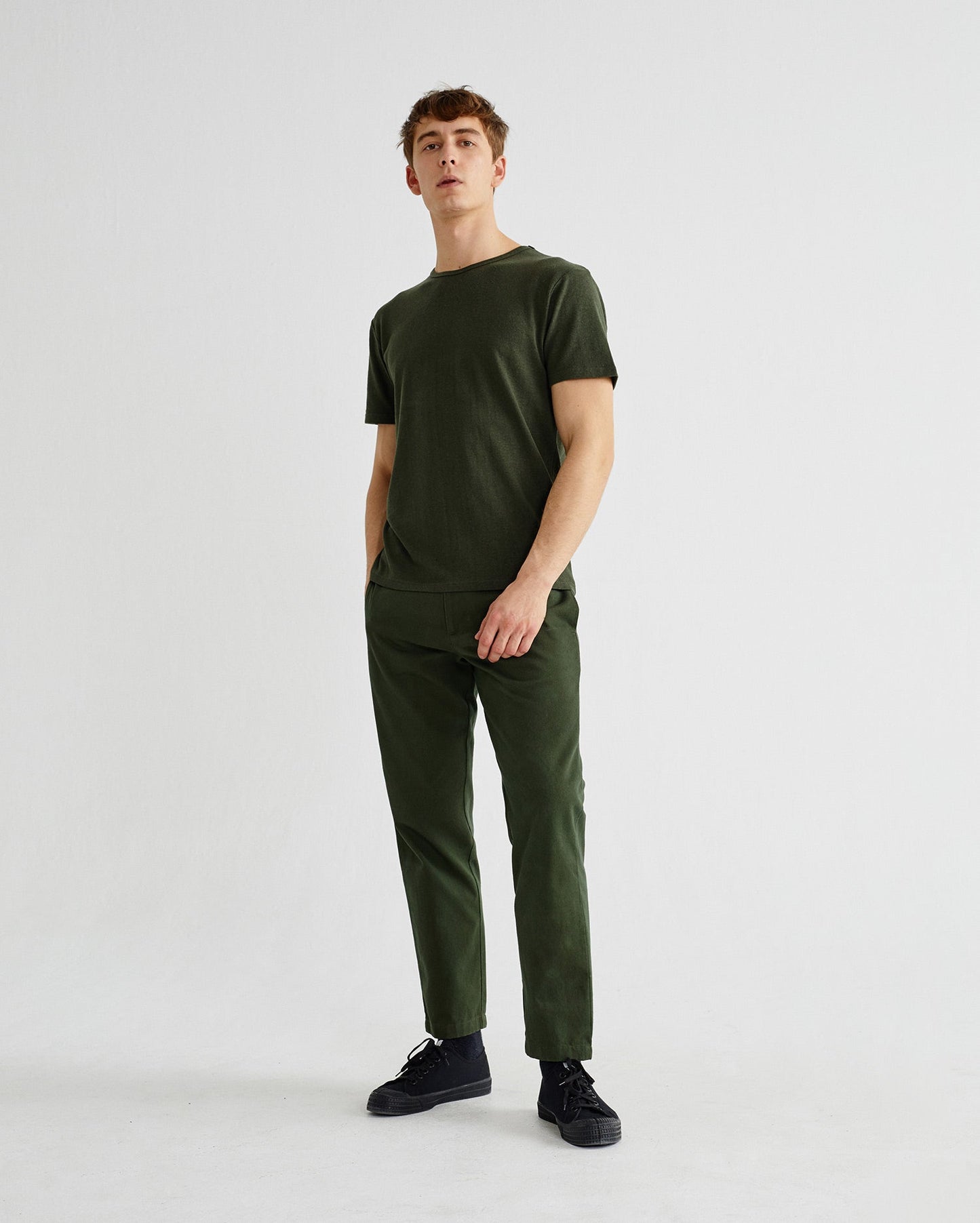T-shirt vert forêt en chanvre et coton bio - Mo2