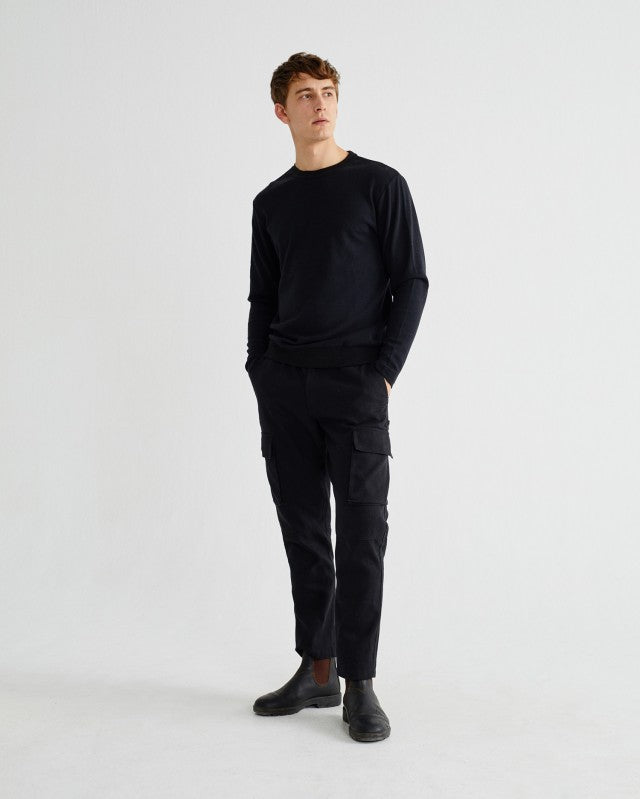 T-shirt manches longues noir en chanvre et coton bio - Mo2
