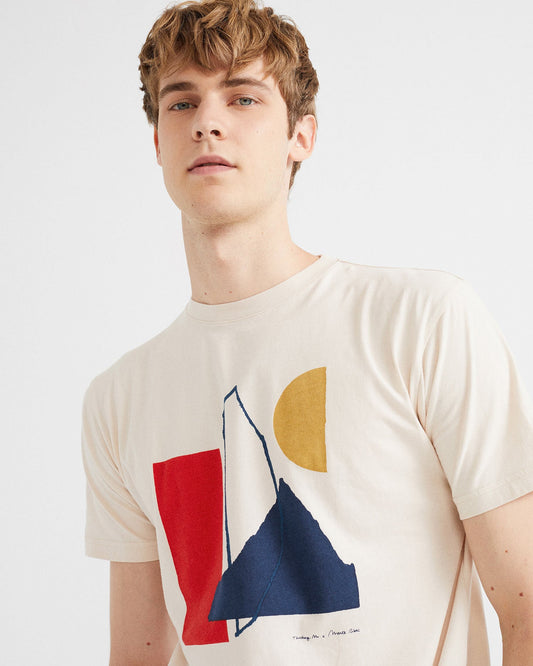 T-shirt écru imprimé en coton bio - ABSTRACT BONE